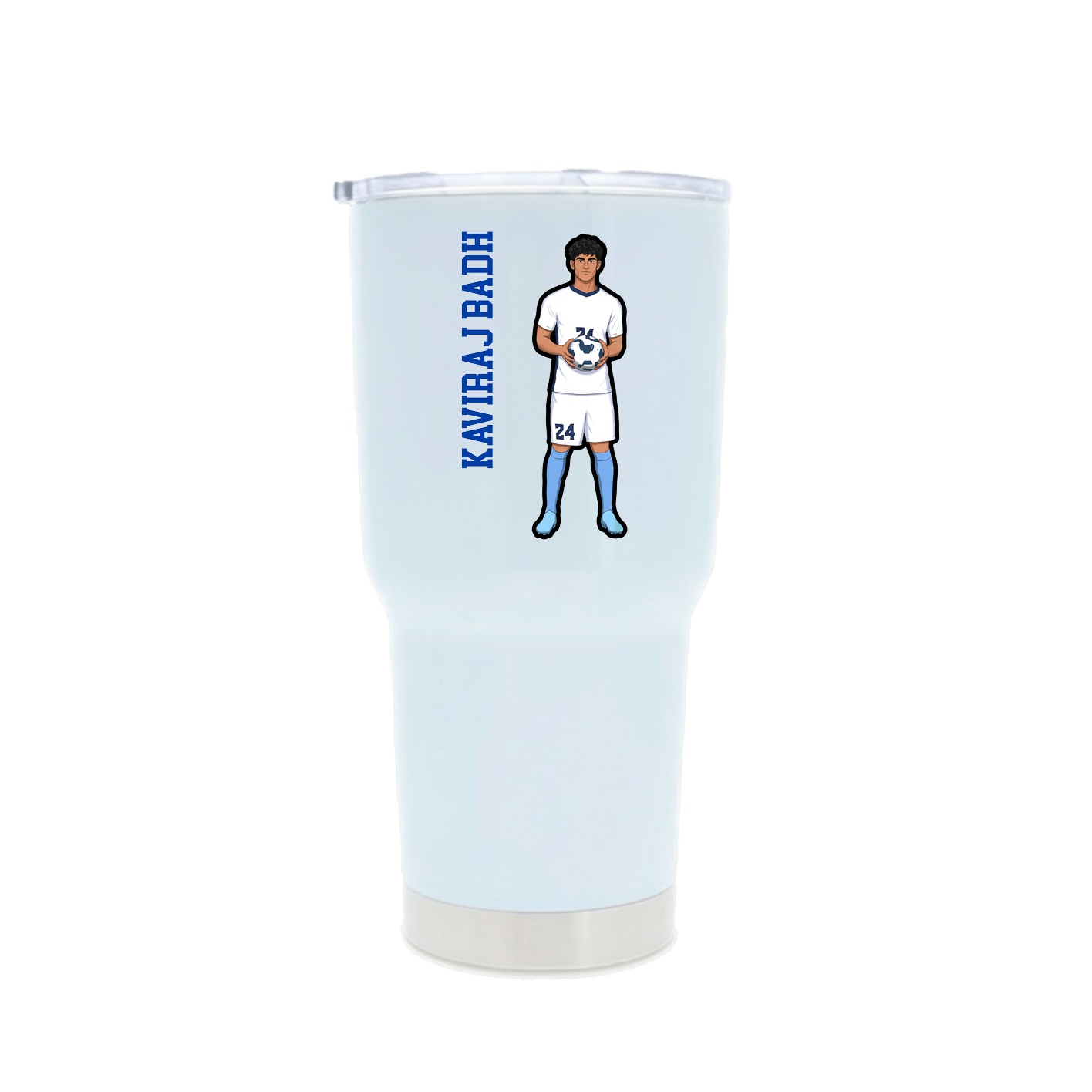 30oz Stainless Steel Tumbler — Name Vertical in White