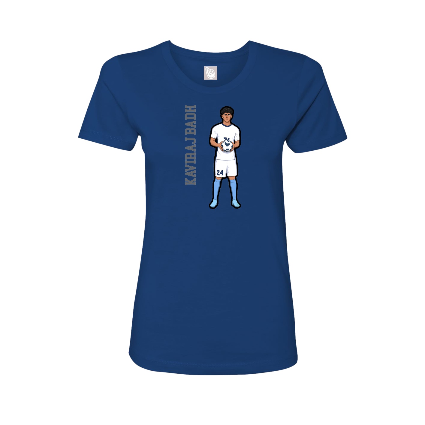 Fitted Women's Tee — Name Vertical in Royal
