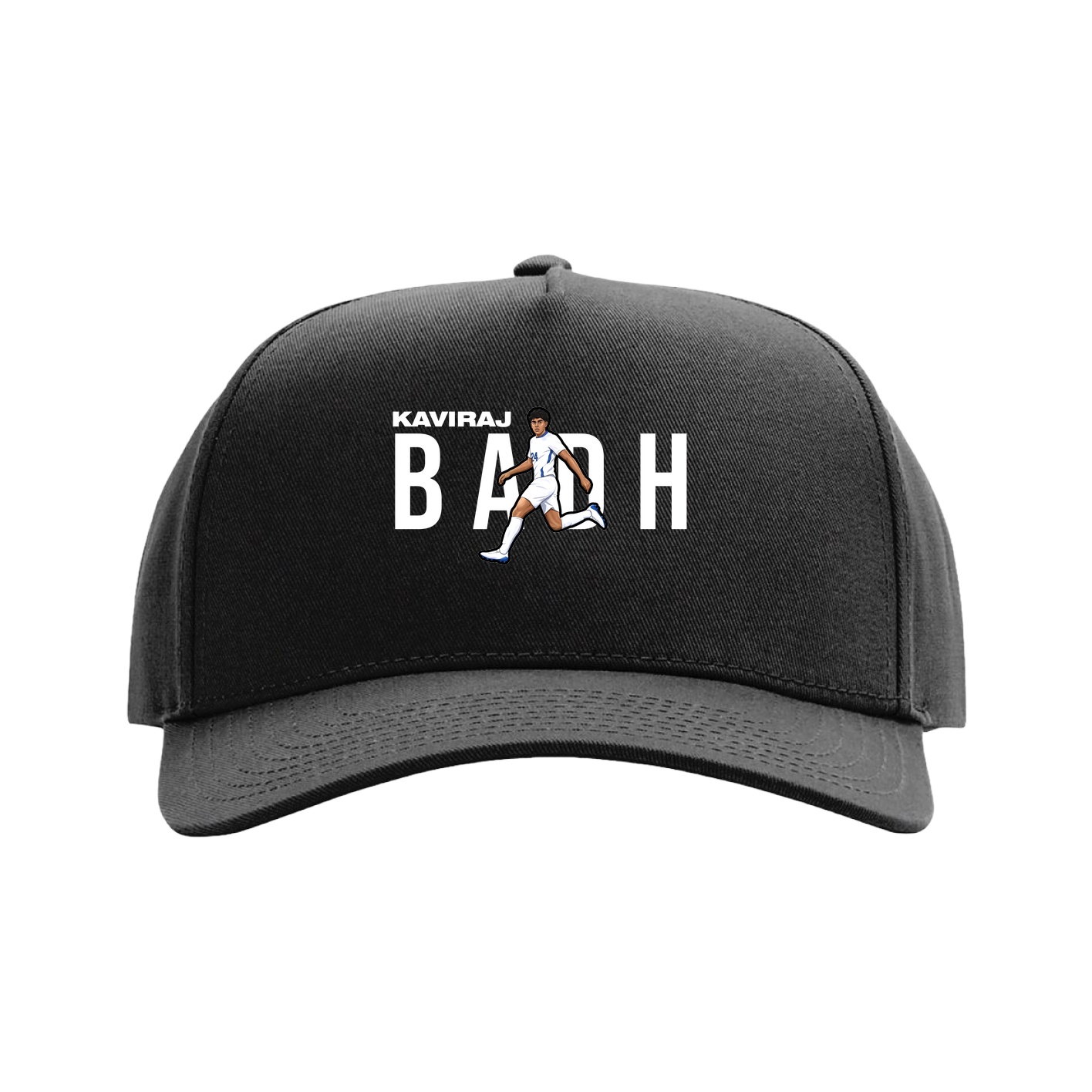 Full Fabric Five-Panel Champ Cap — Player Name in Black