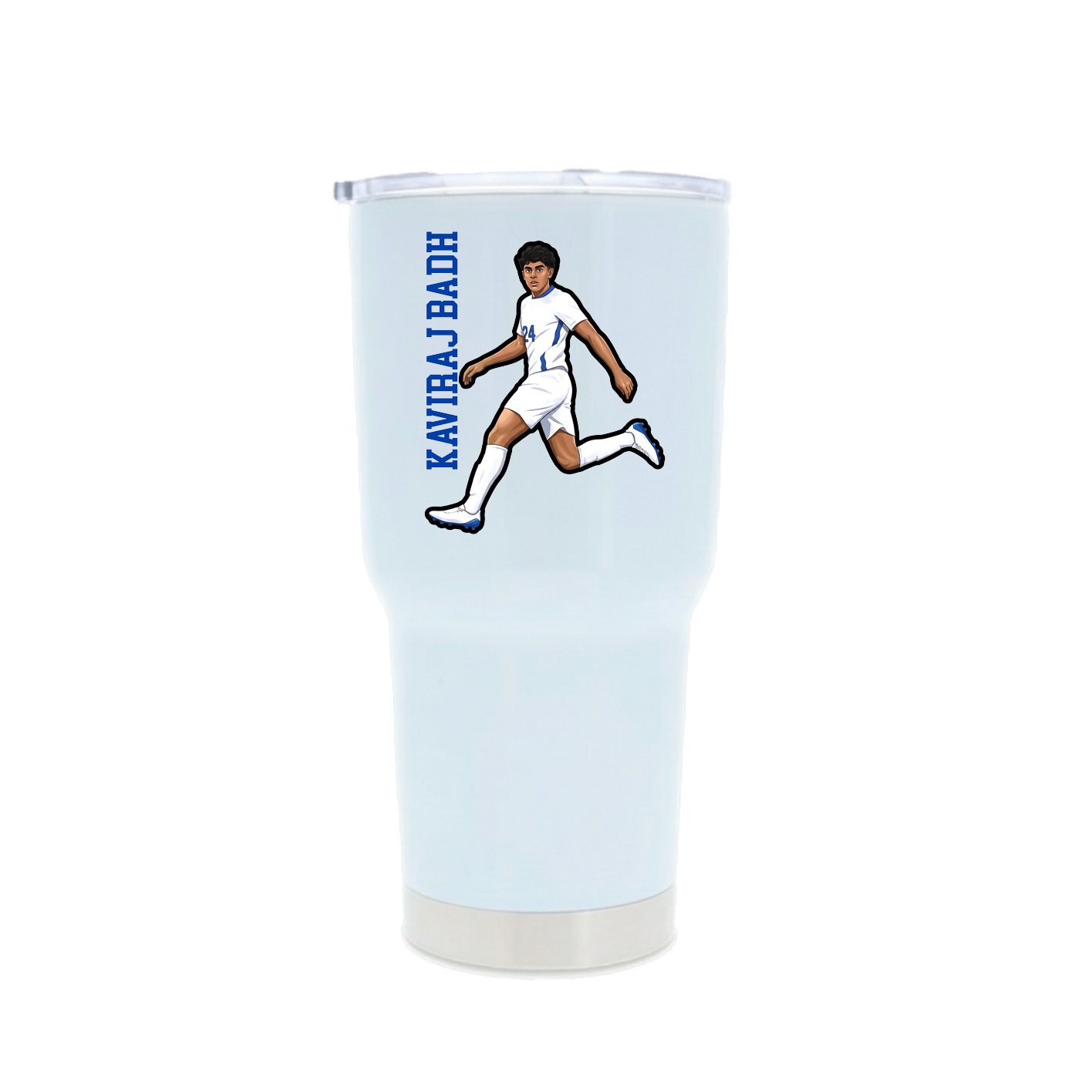 30oz Stainless Steel Tumbler — Name Vertical in White