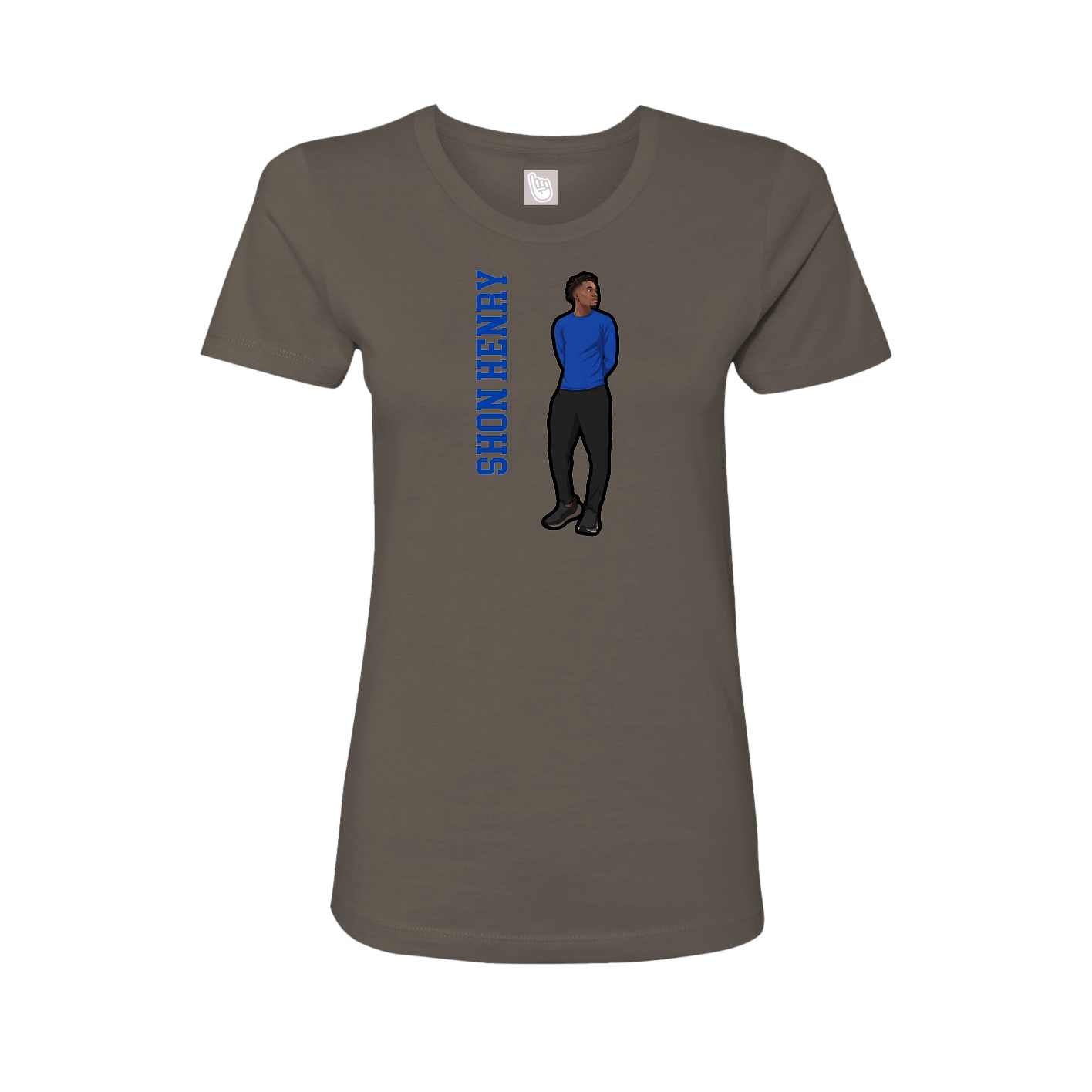 Fitted Women's Tee — Name Vertical in Grey