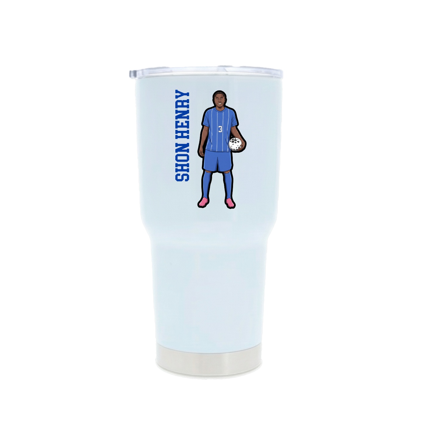 30oz Stainless Steel Tumbler — Name Vertical in White