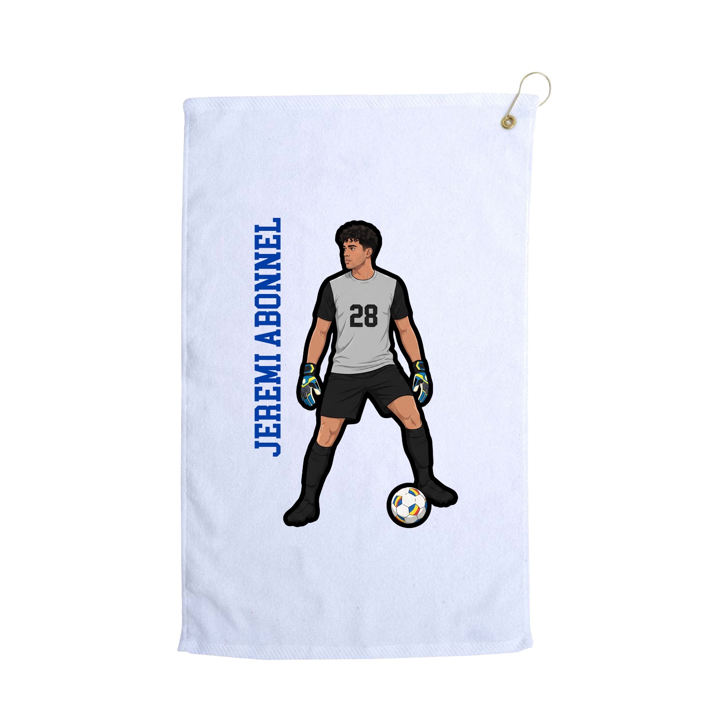Golf Towel — Name Vertical in White