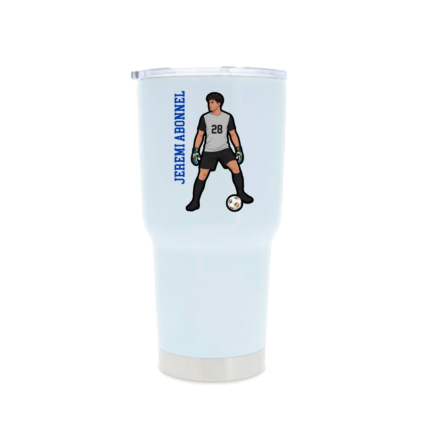 30oz Stainless Steel Tumbler — Name Vertical in White