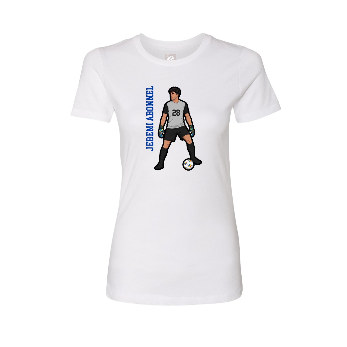 Fitted Women's Tee — Name Vertical in White