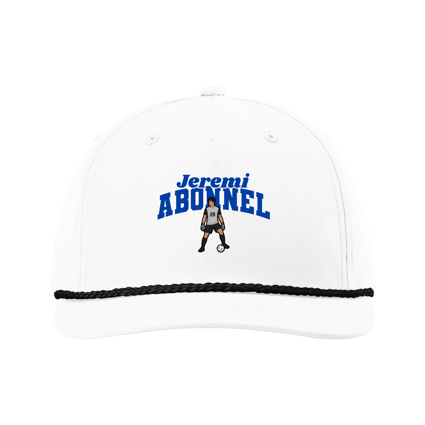 Five-Panel Classic Rope Cap — Signature Arch in White