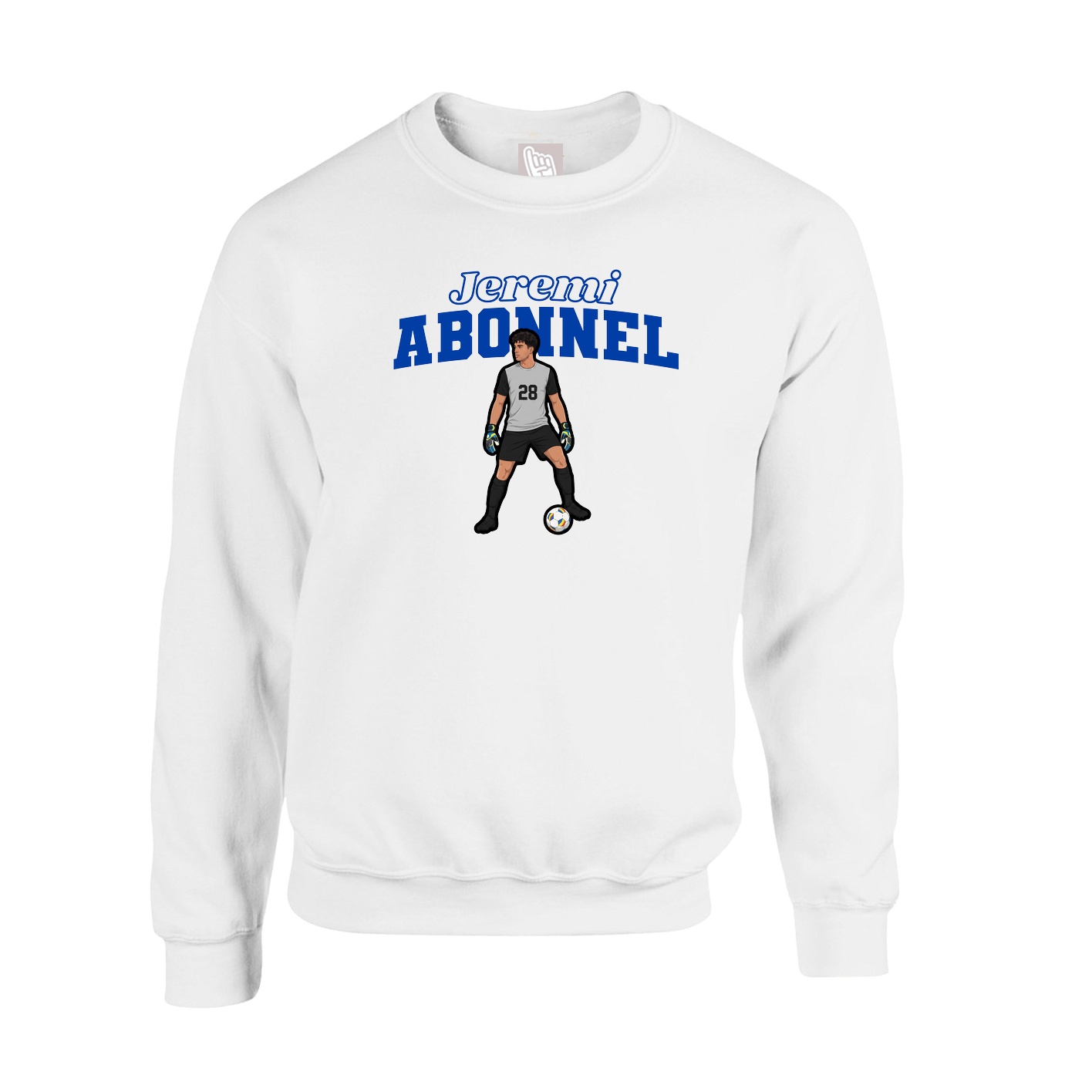 Fleece Crew — Name Arch in White