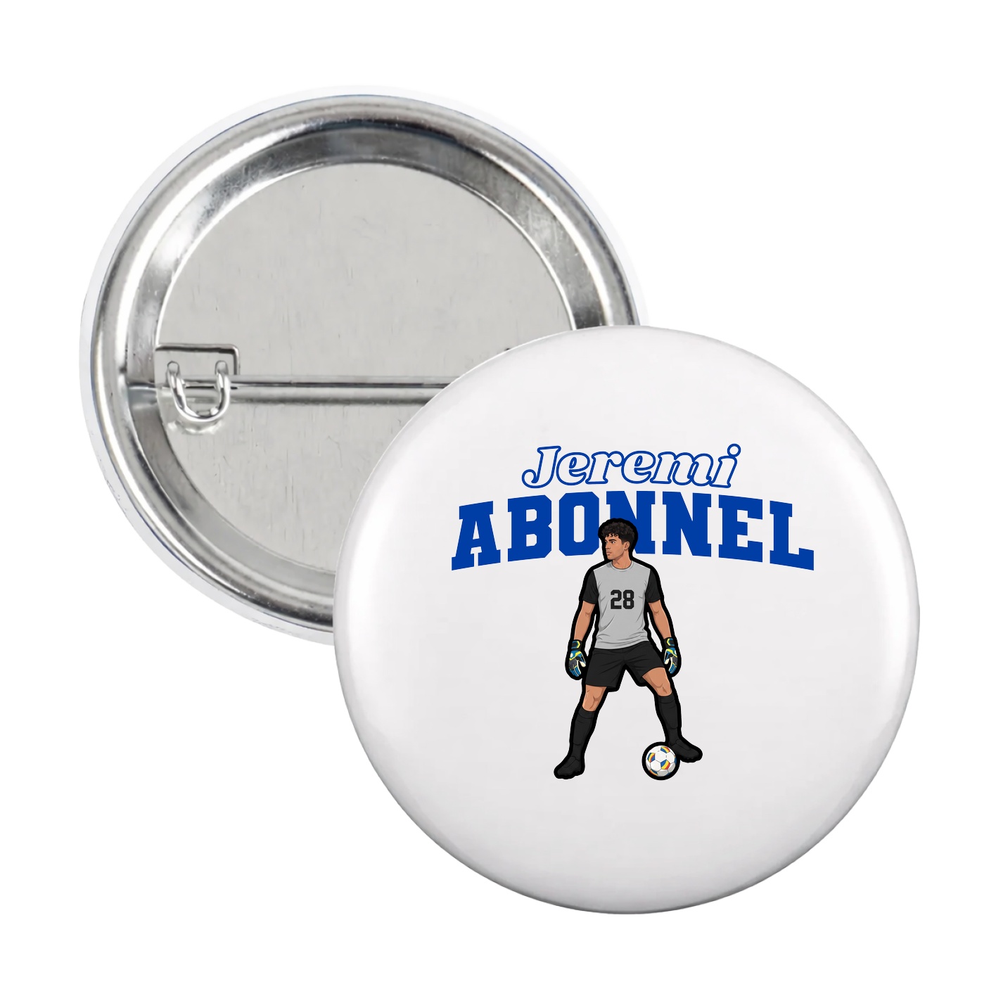 Game Day Button — Name Arch in White