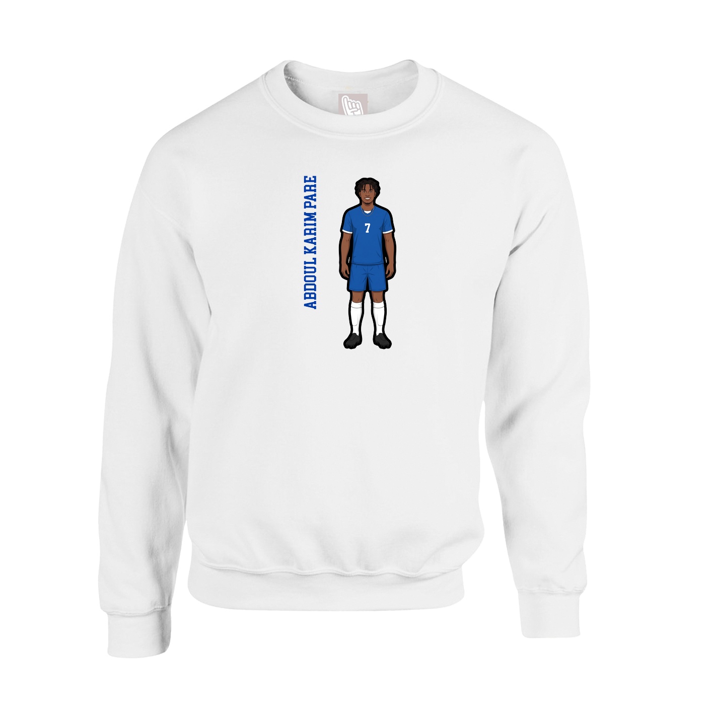 Fleece Crew — Name Vertical in White