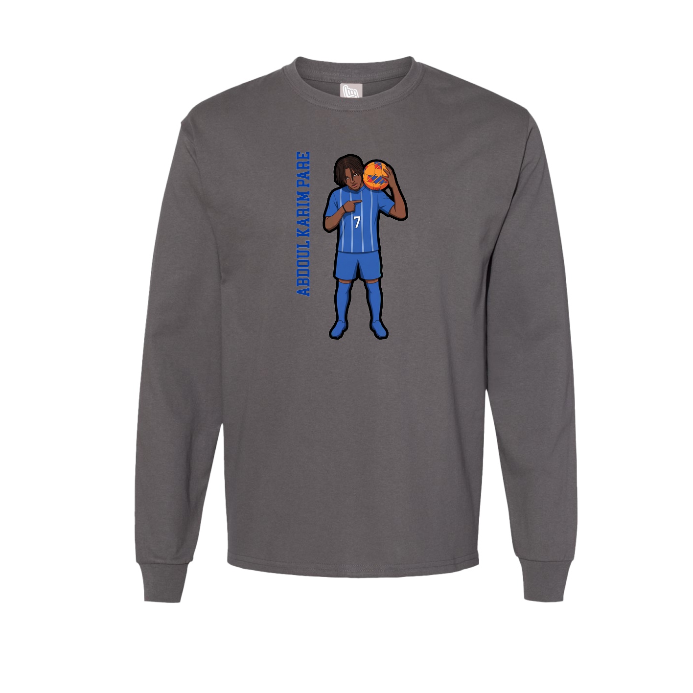 Long Sleeve Tee — Name Vertical in Grey