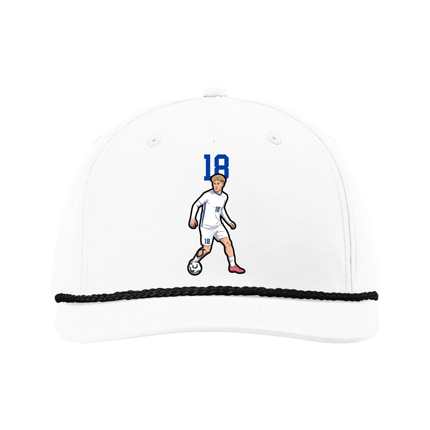 Five-Panel Classic Rope Cap — Number Top in White