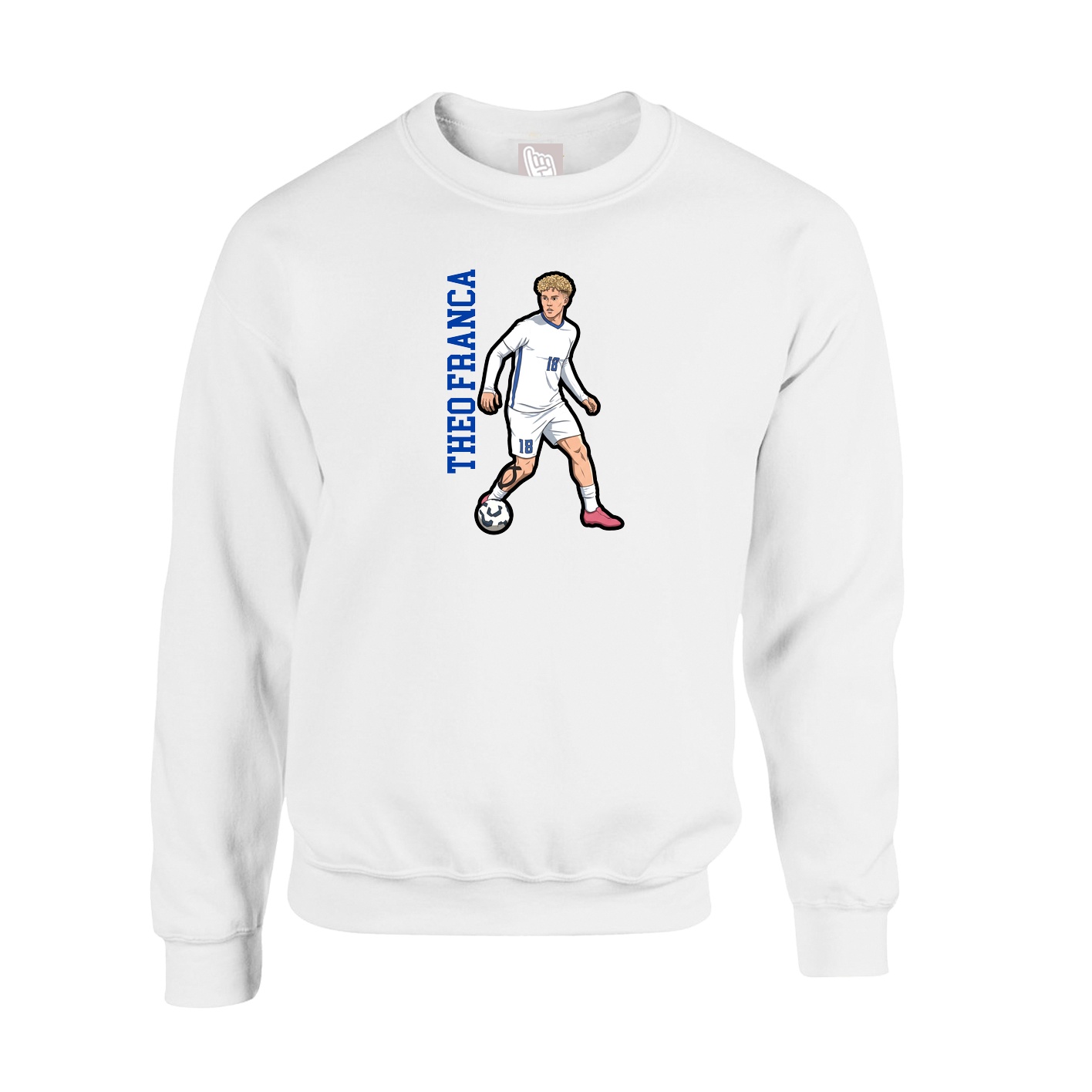 Fleece Crew — Name Vertical in White