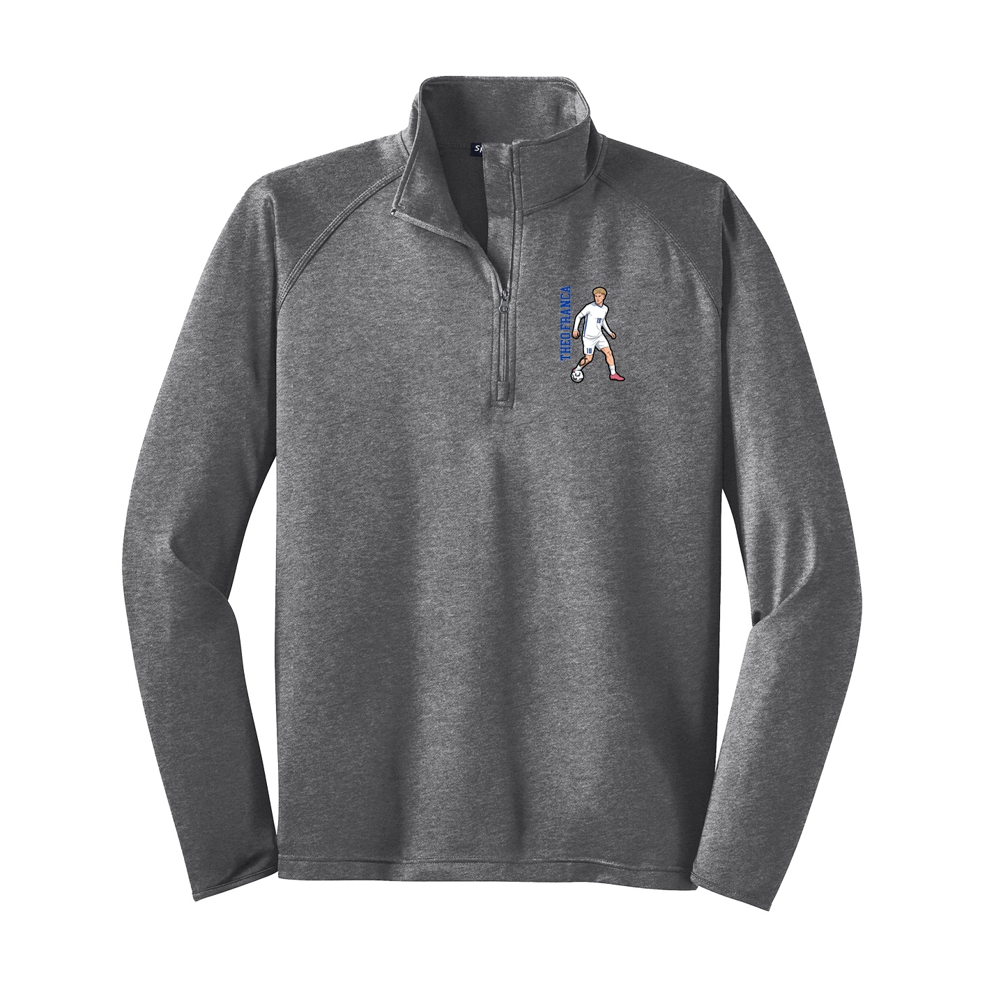 Q-Zip Pullover — Name Vertical in Grey