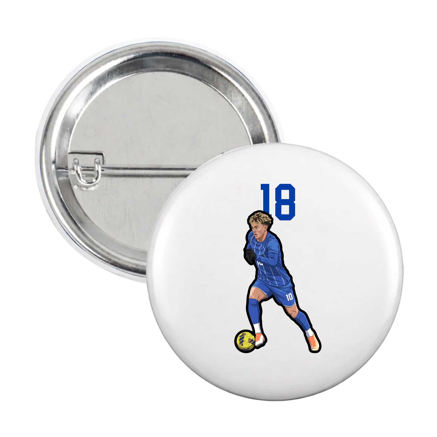 Game Day Button — Number Top in White