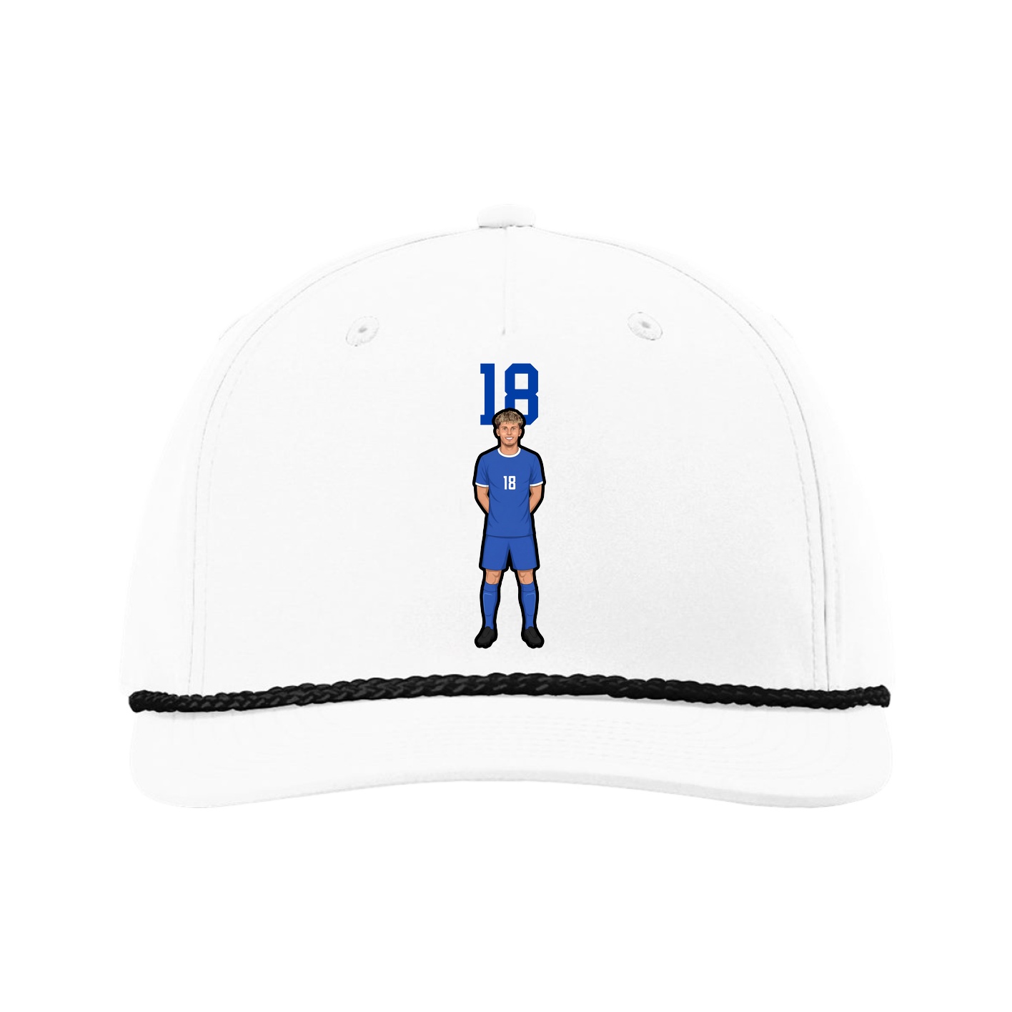 Five-Panel Classic Rope Cap — Number Top in White