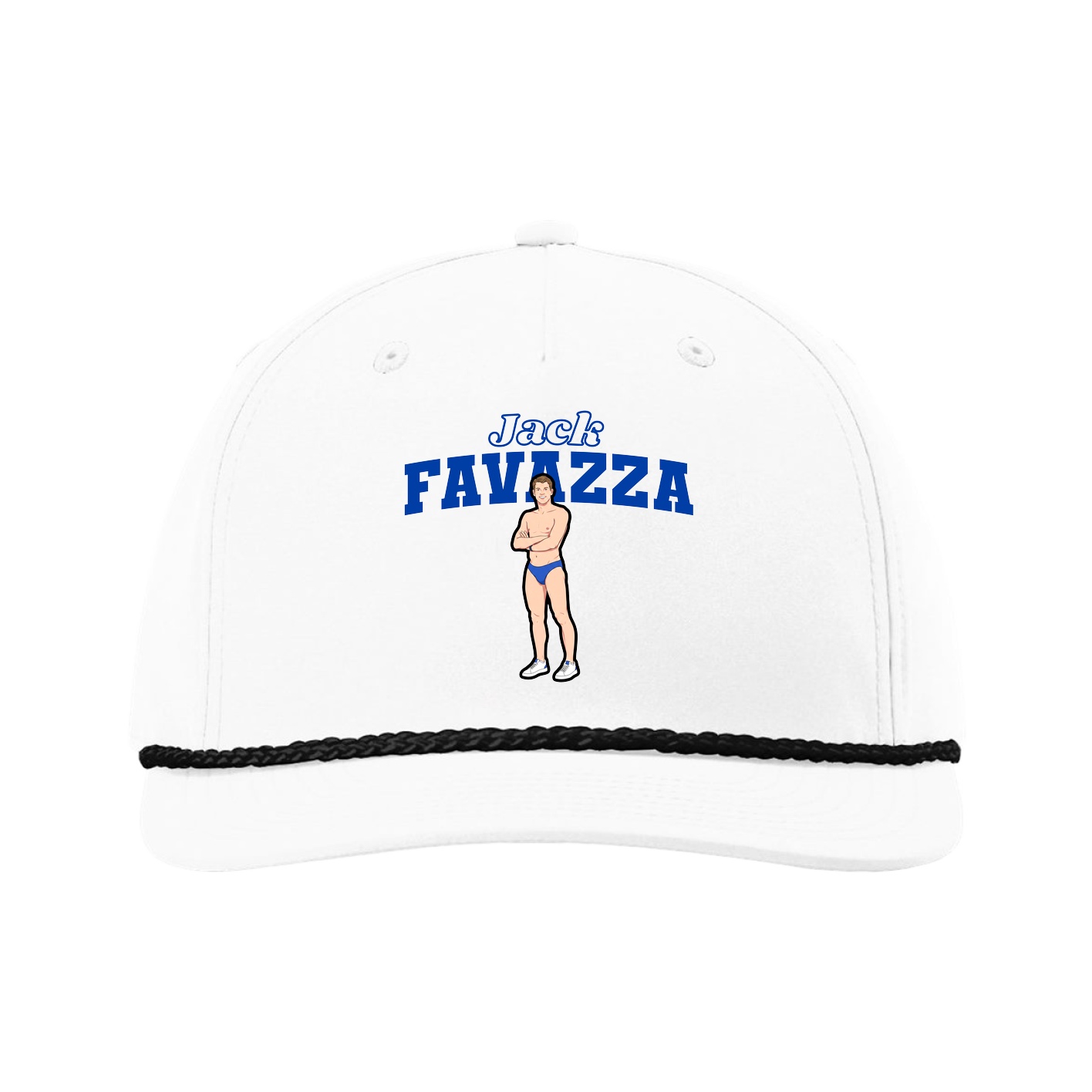 Five-Panel Classic Rope Cap — Name Arch in White