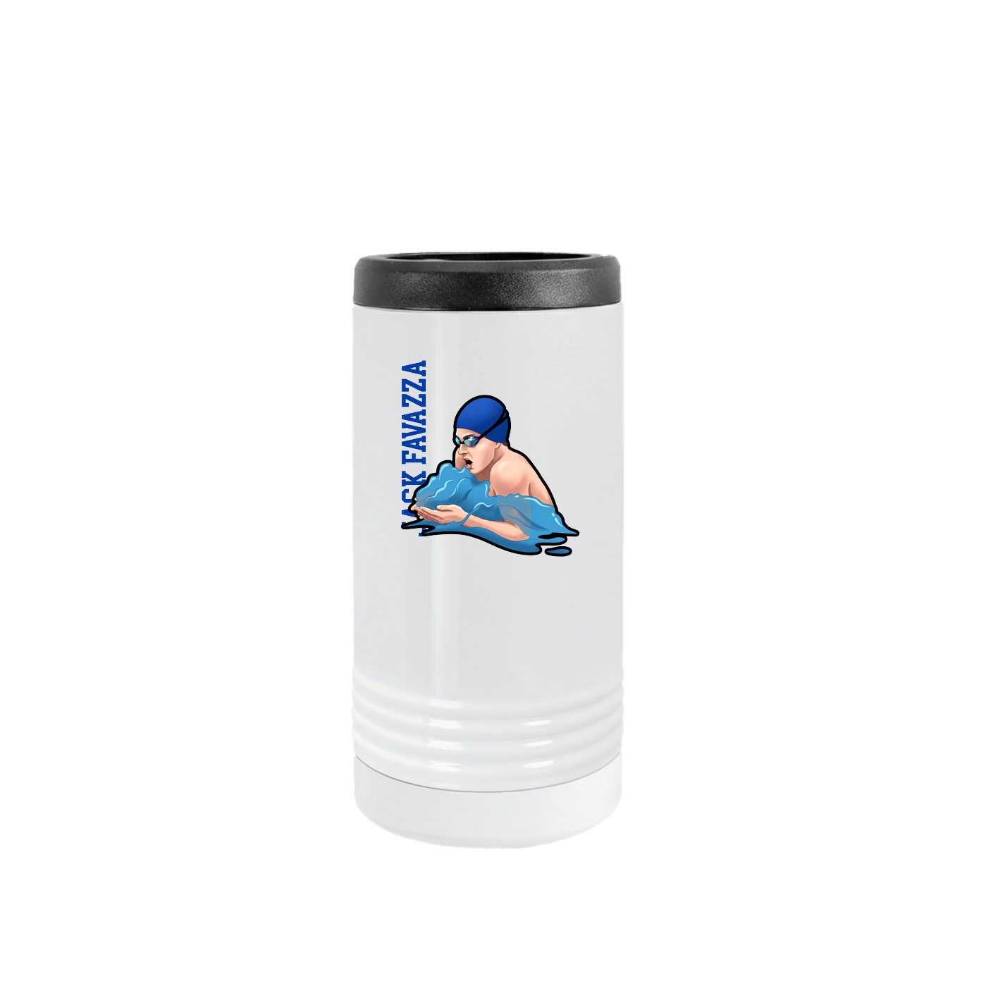 Slim Beverage Holder — Name Vertical in White