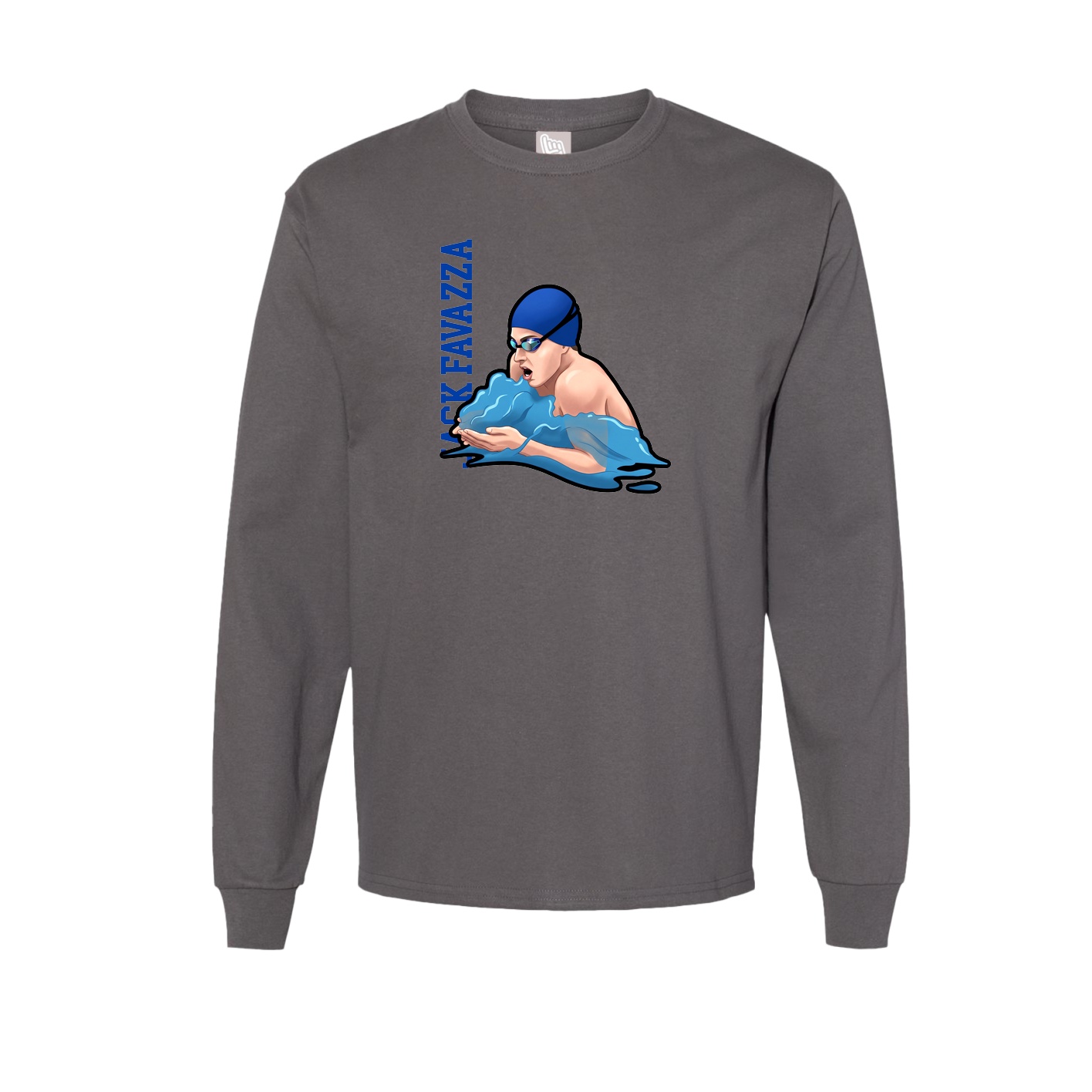 Long Sleeve Tee — Name Vertical in Grey