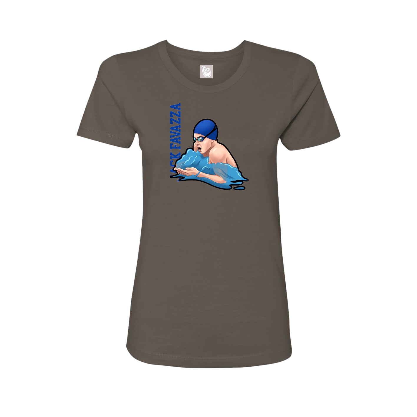 Fitted Women's Tee — Name Vertical in Grey