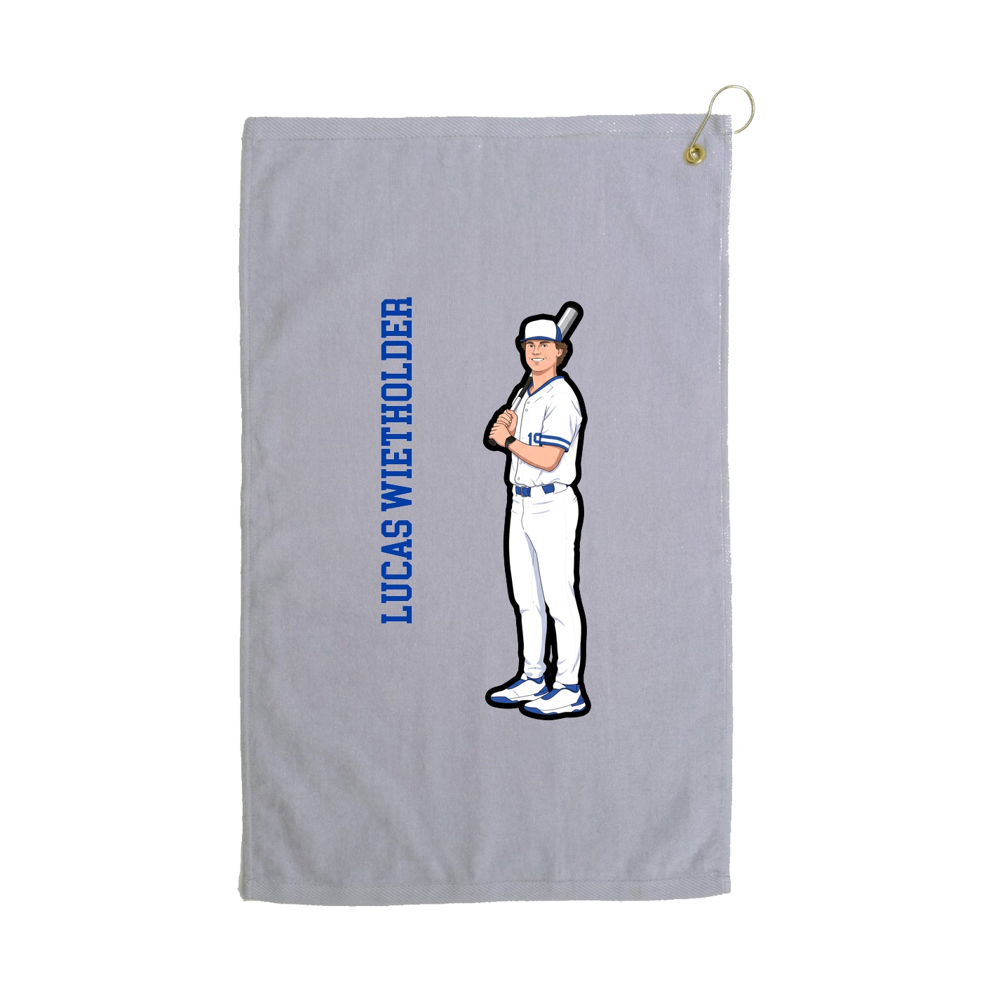 Golf Towel — Name Vertical in Grey