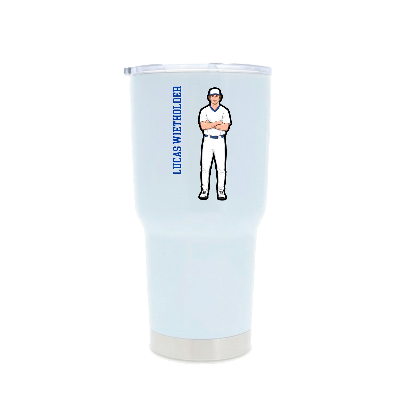 30oz Stainless Steel Tumbler — Name Vertical in White