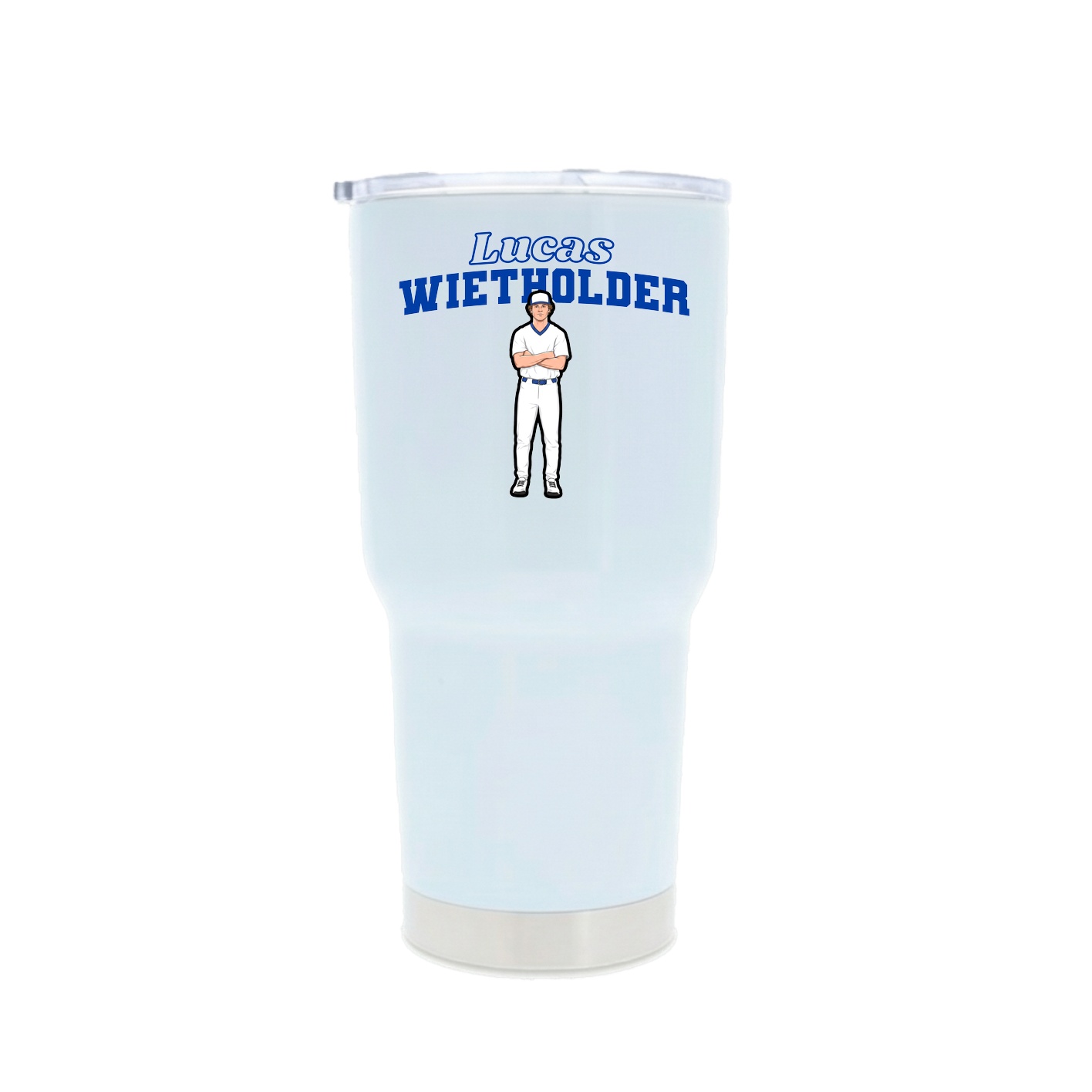 30oz Stainless Steel Tumbler — Name Arch in White