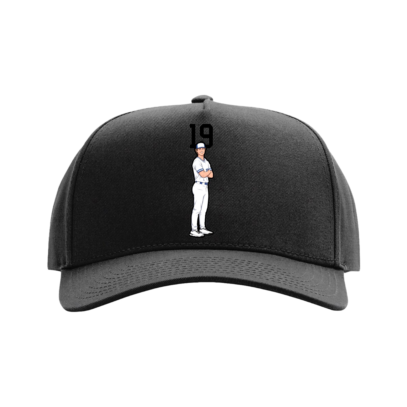 Full Fabric Five-Panel Champ Cap — Number Top in Black