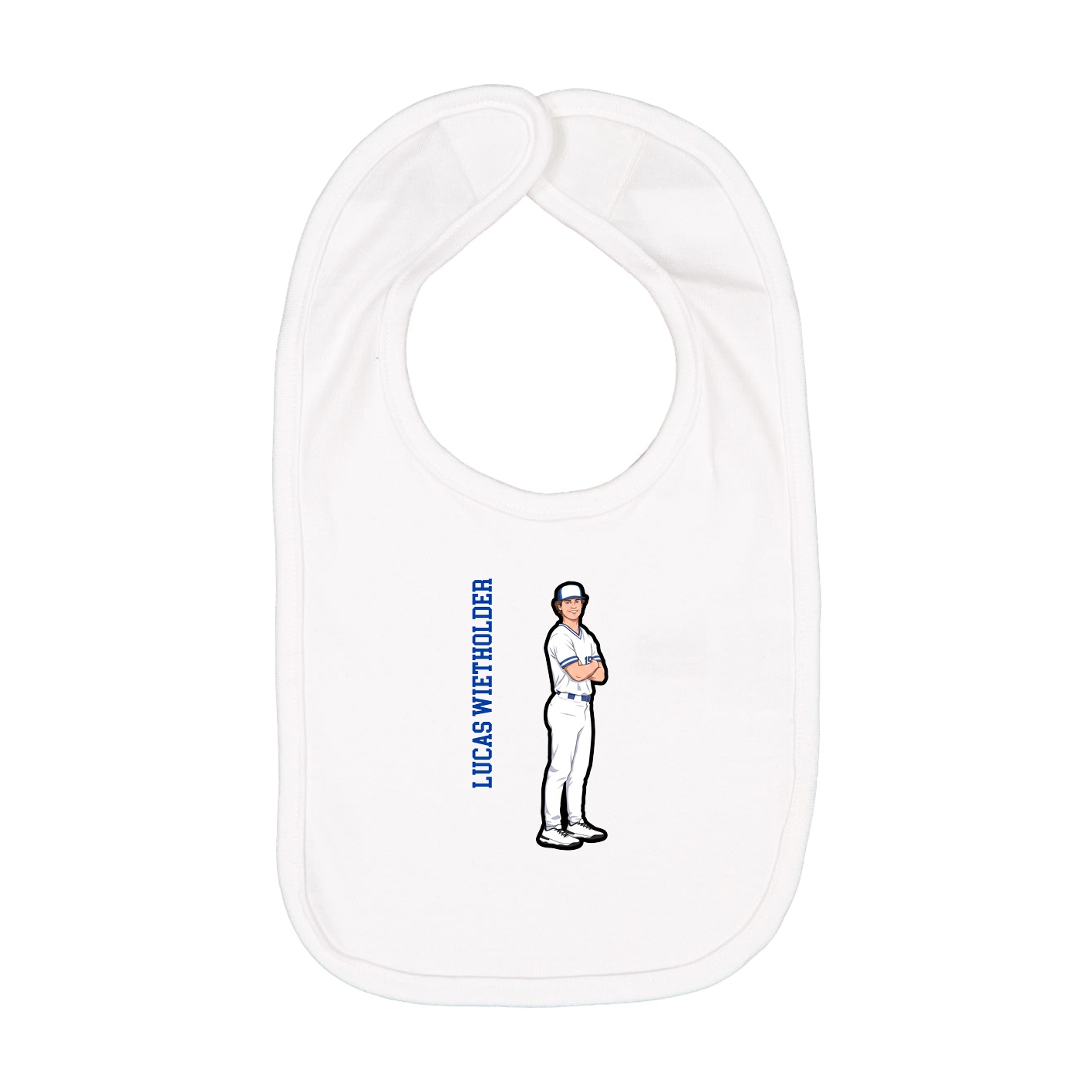 Infant Bib — Name Vertical in White
