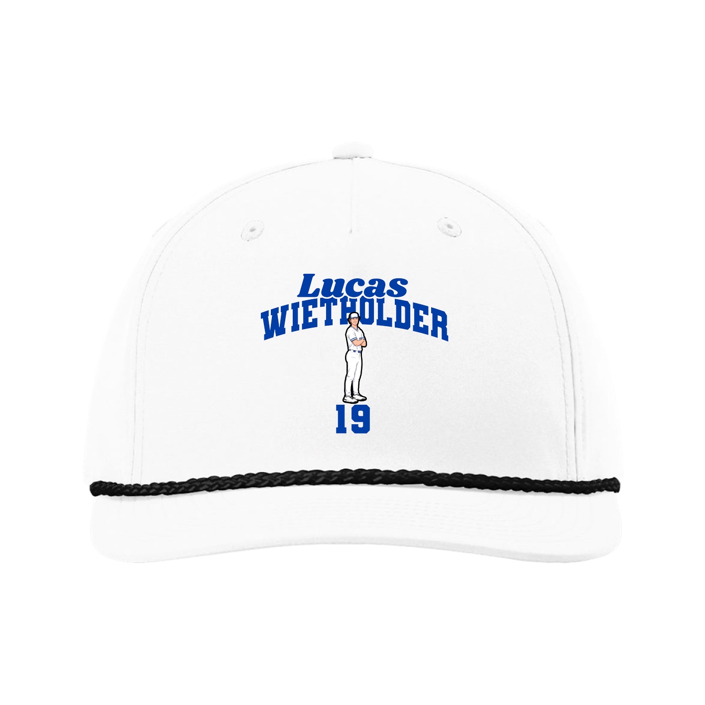 Five-Panel Classic Rope Cap — Signature Arch in White