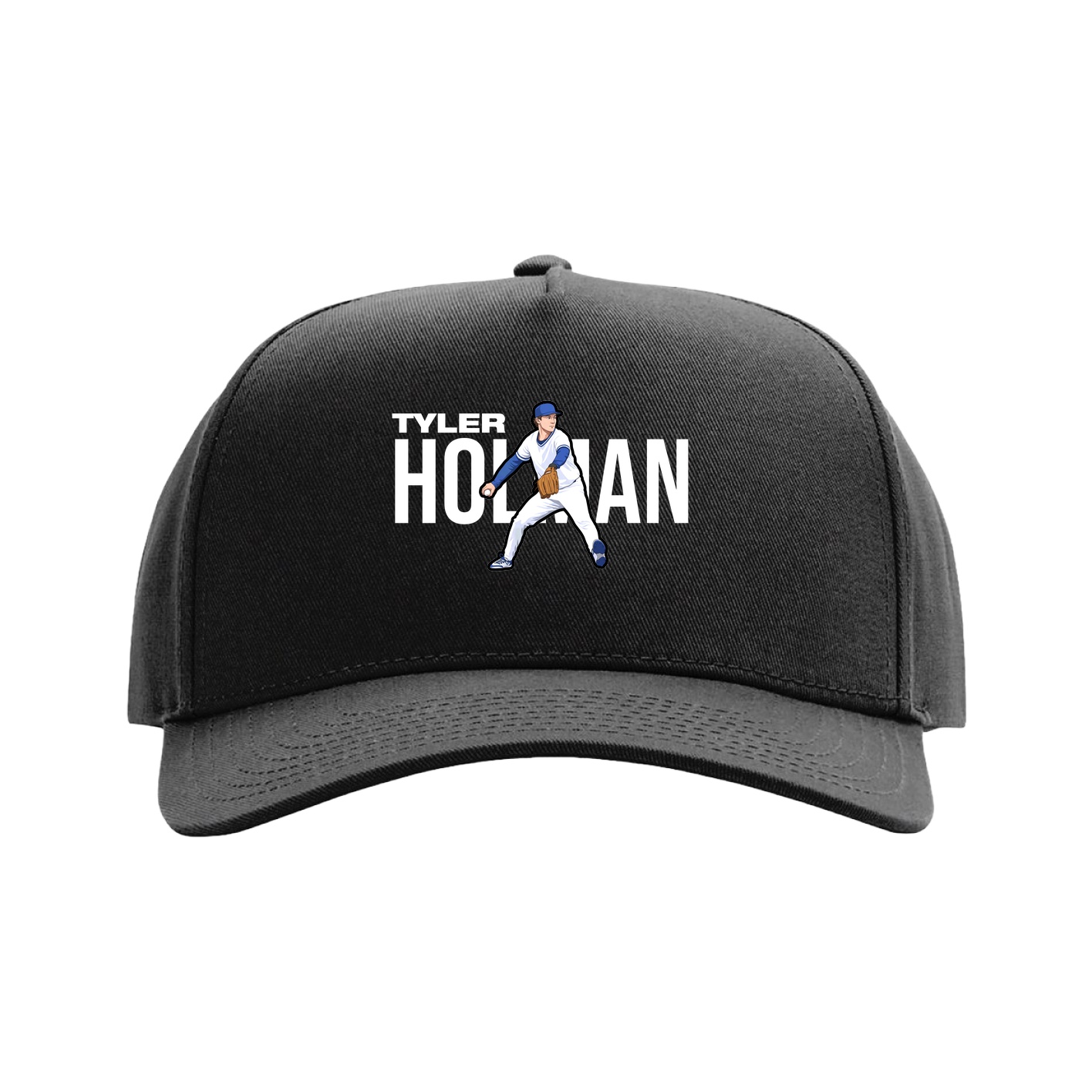 Full Fabric Five-Panel Champ Cap — Player Name in Black