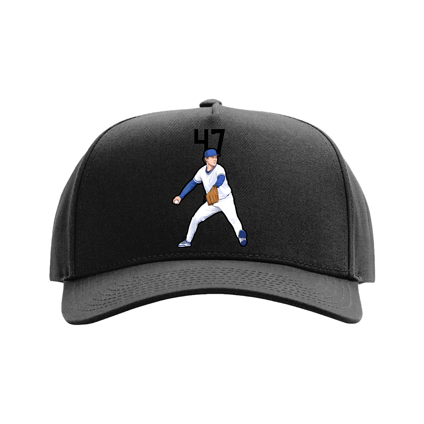 Full Fabric Five-Panel Champ Cap — Number Top in Black