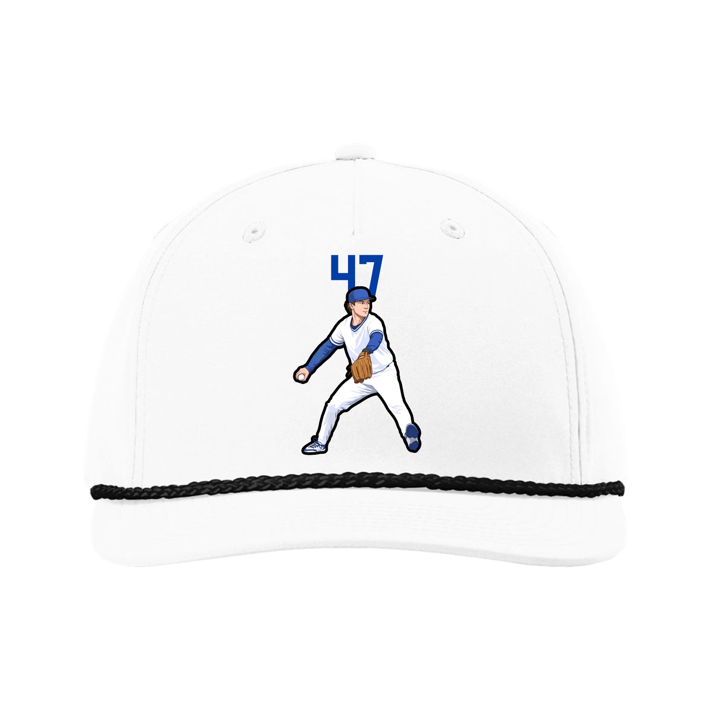 Five-Panel Classic Rope Cap — Number Top in White