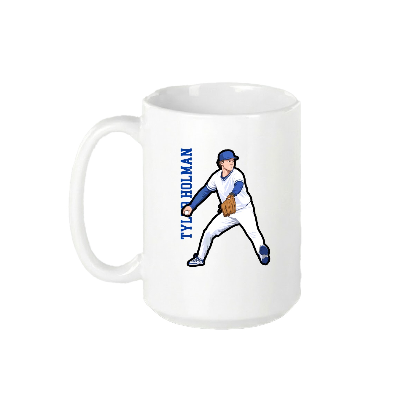 15oz Coffee Mug — Name Vertical in White