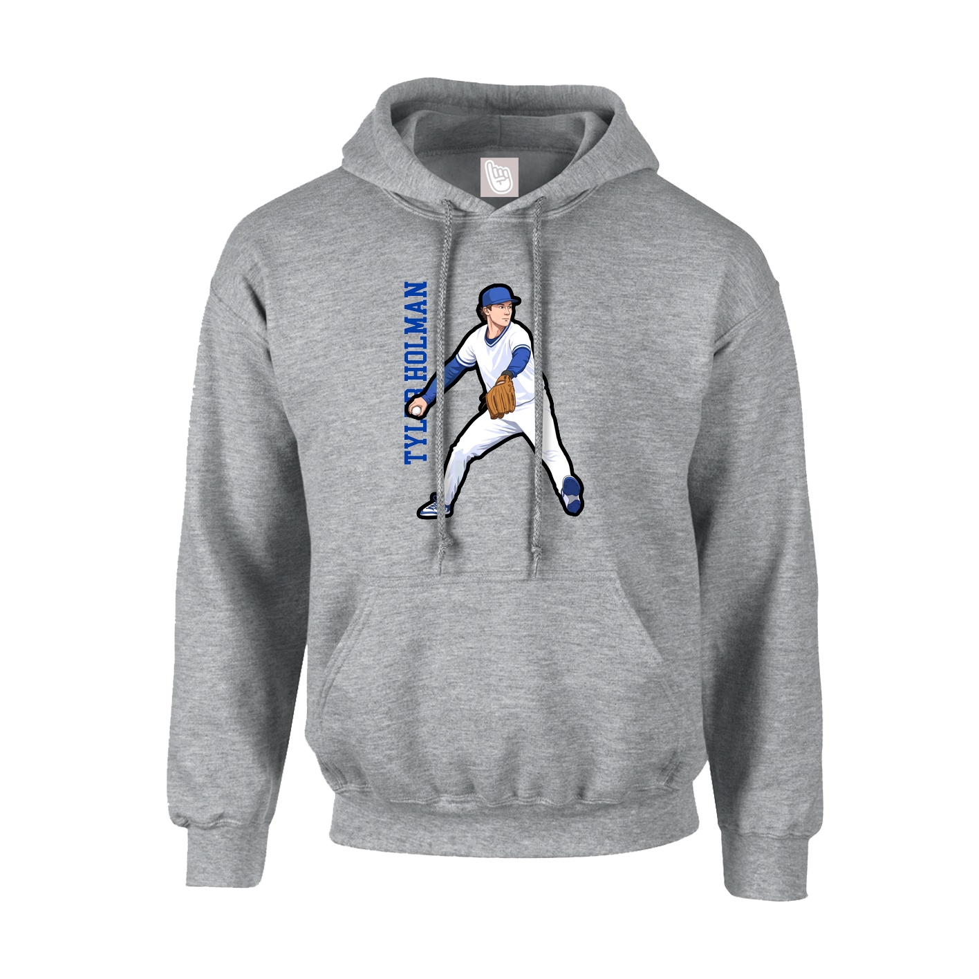 Youth Hoodie — Name Vertical in Grey