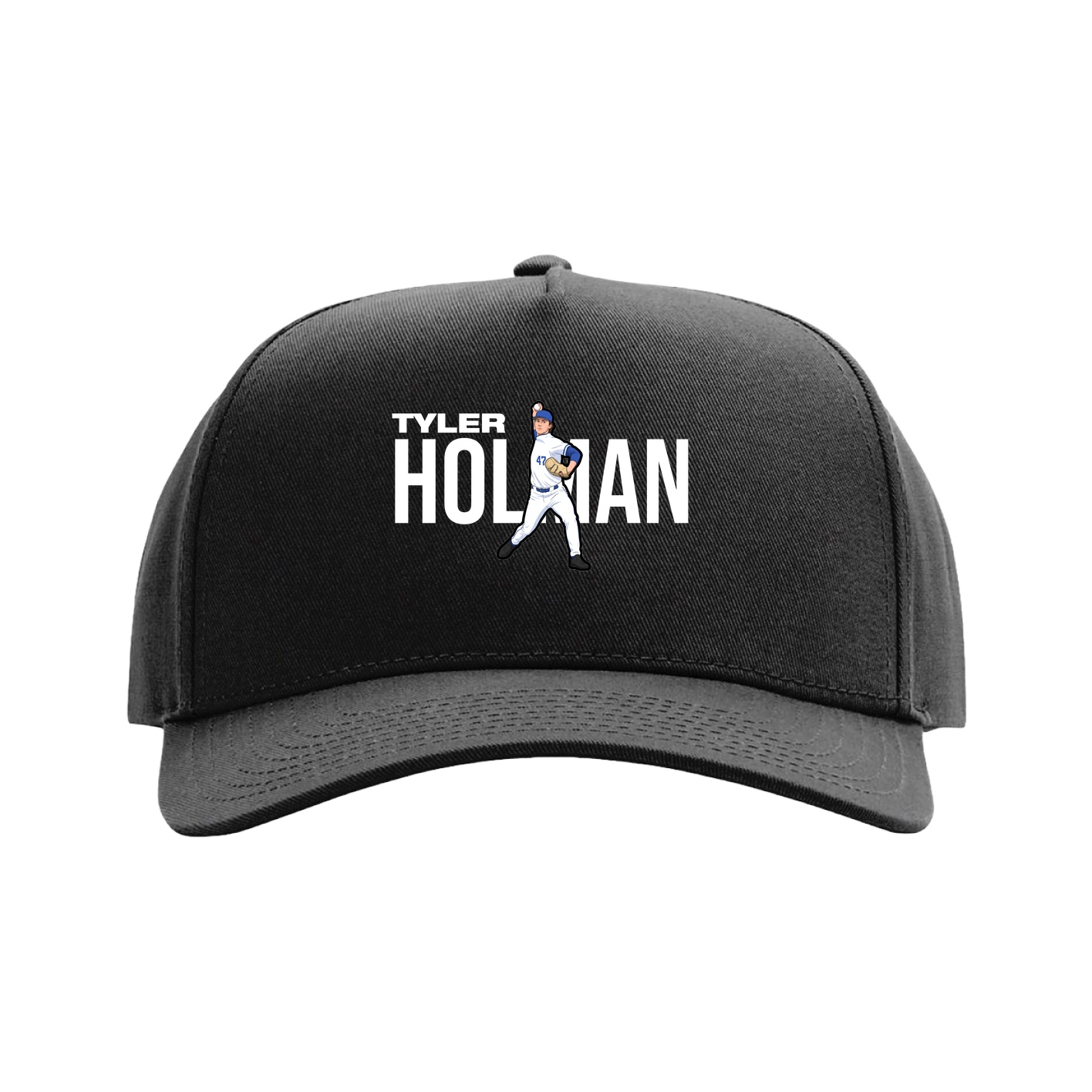 Full Fabric Five-Panel Champ Cap — Player Name in Black