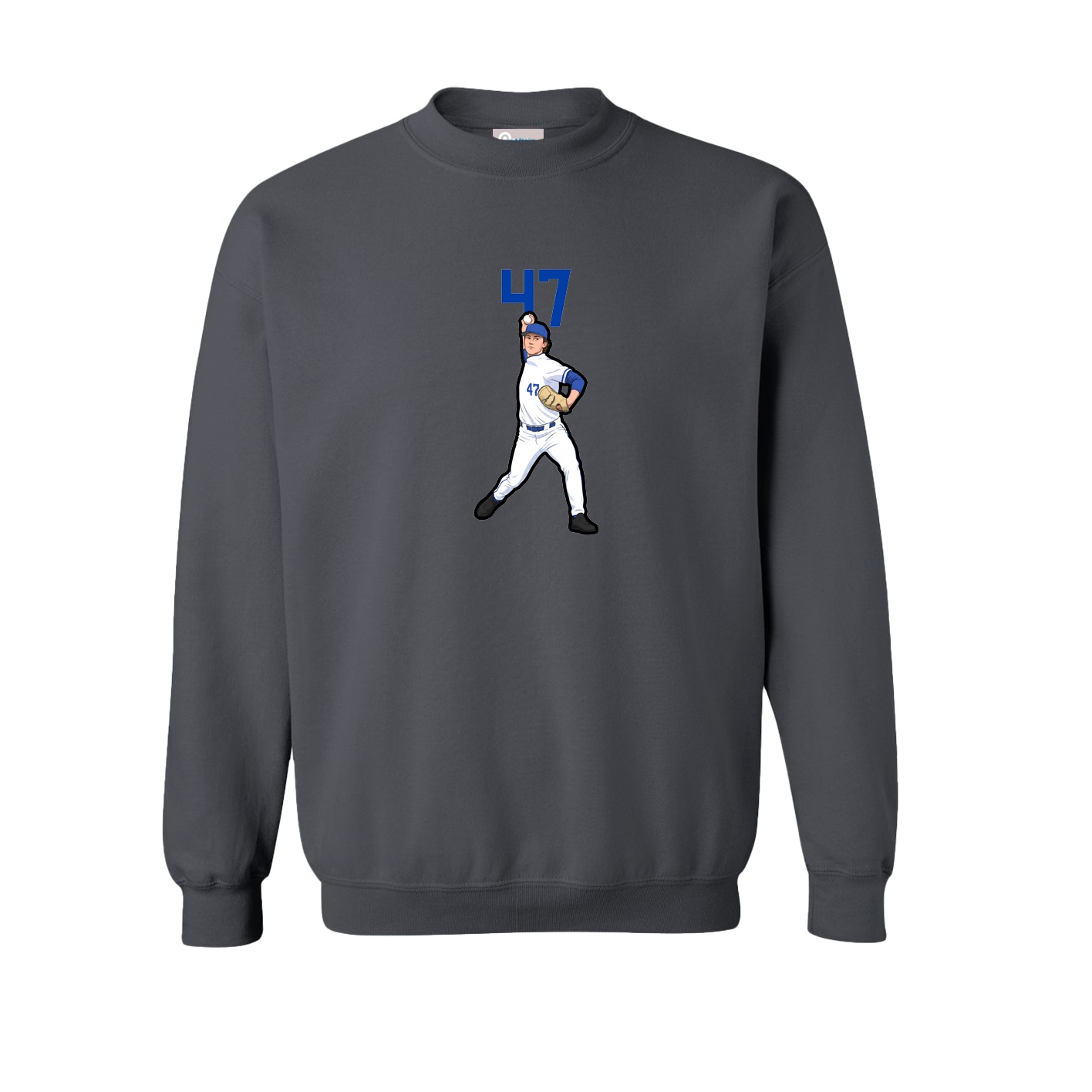 Fleece Crew — Number Top in Grey