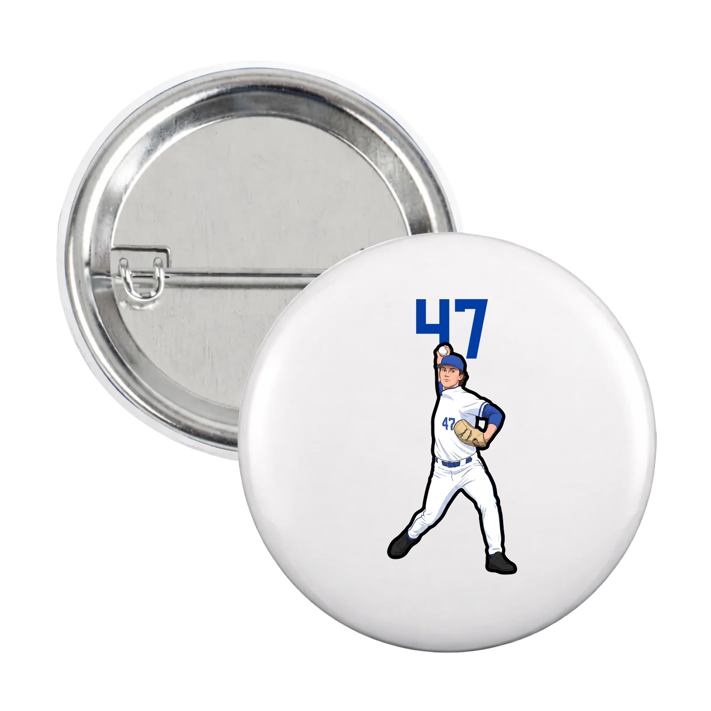 Game Day Button — Number Top in White