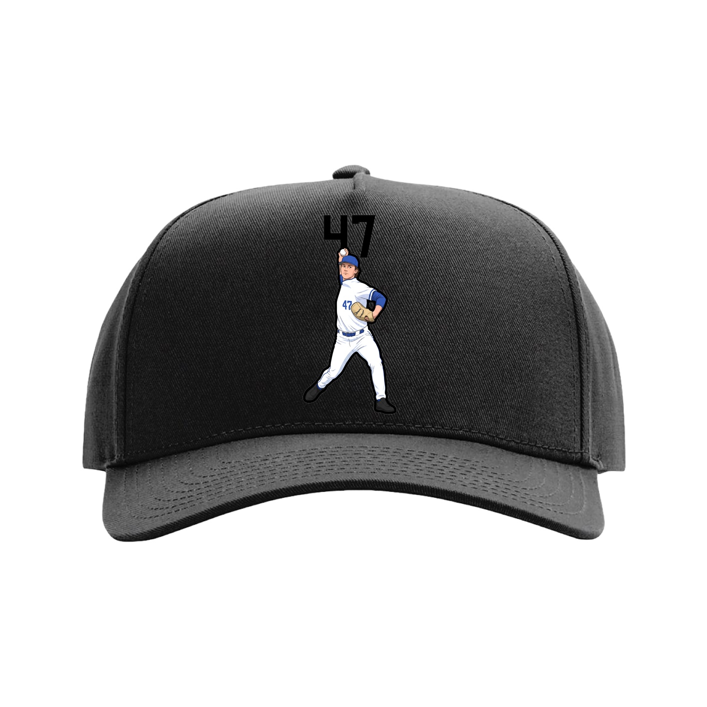 Full Fabric Five-Panel Champ Cap — Number Top in Black