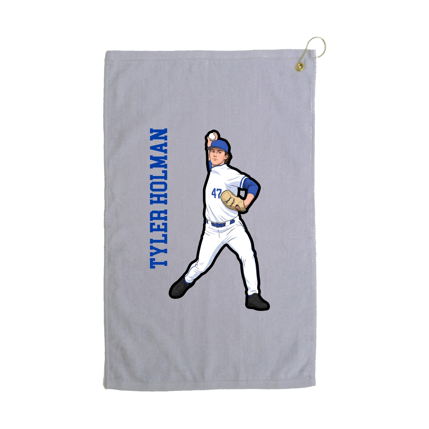 Golf Towel — Name Vertical in Grey