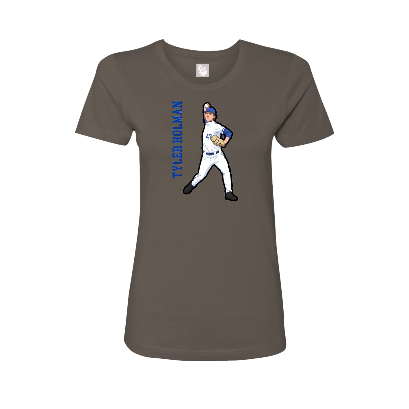 Fitted Women's Tee — Name Vertical in Grey