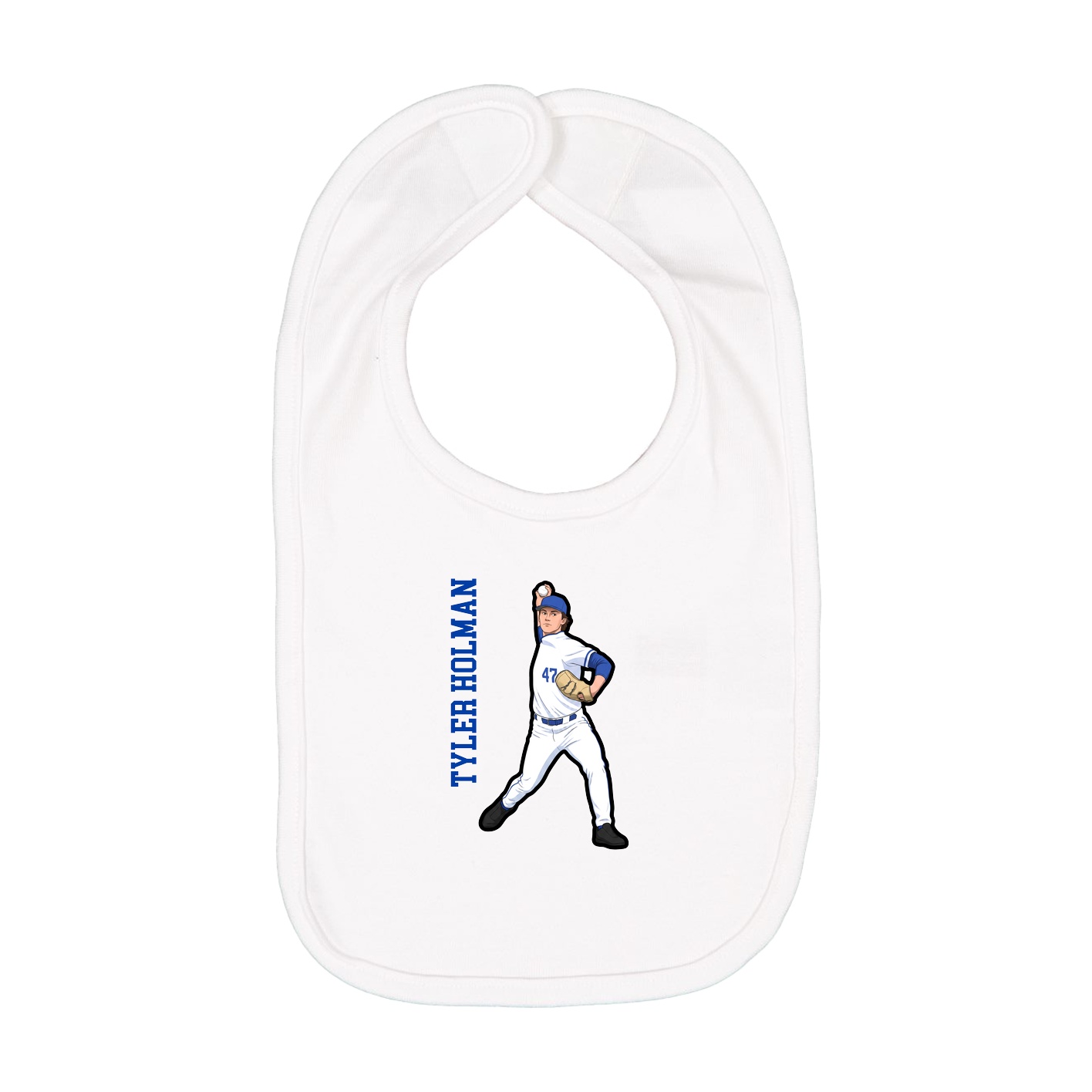 Infant Bib — Name Vertical in White