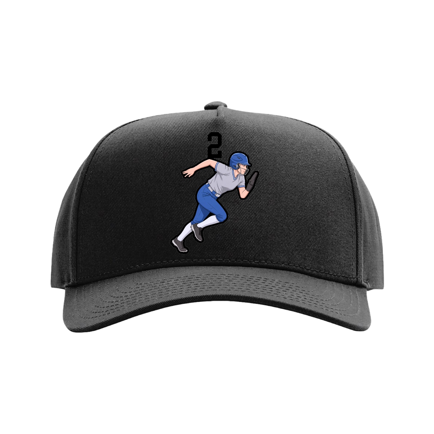 Full Fabric Five-Panel Champ Cap — Number Top in Black