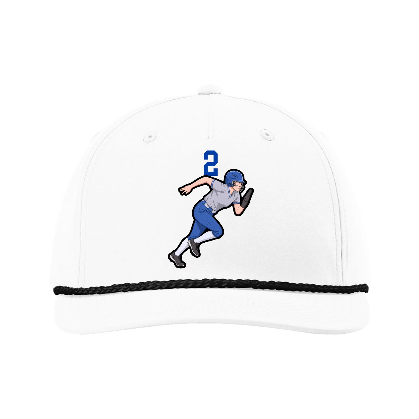 Five-Panel Classic Rope Cap — Number Top in White