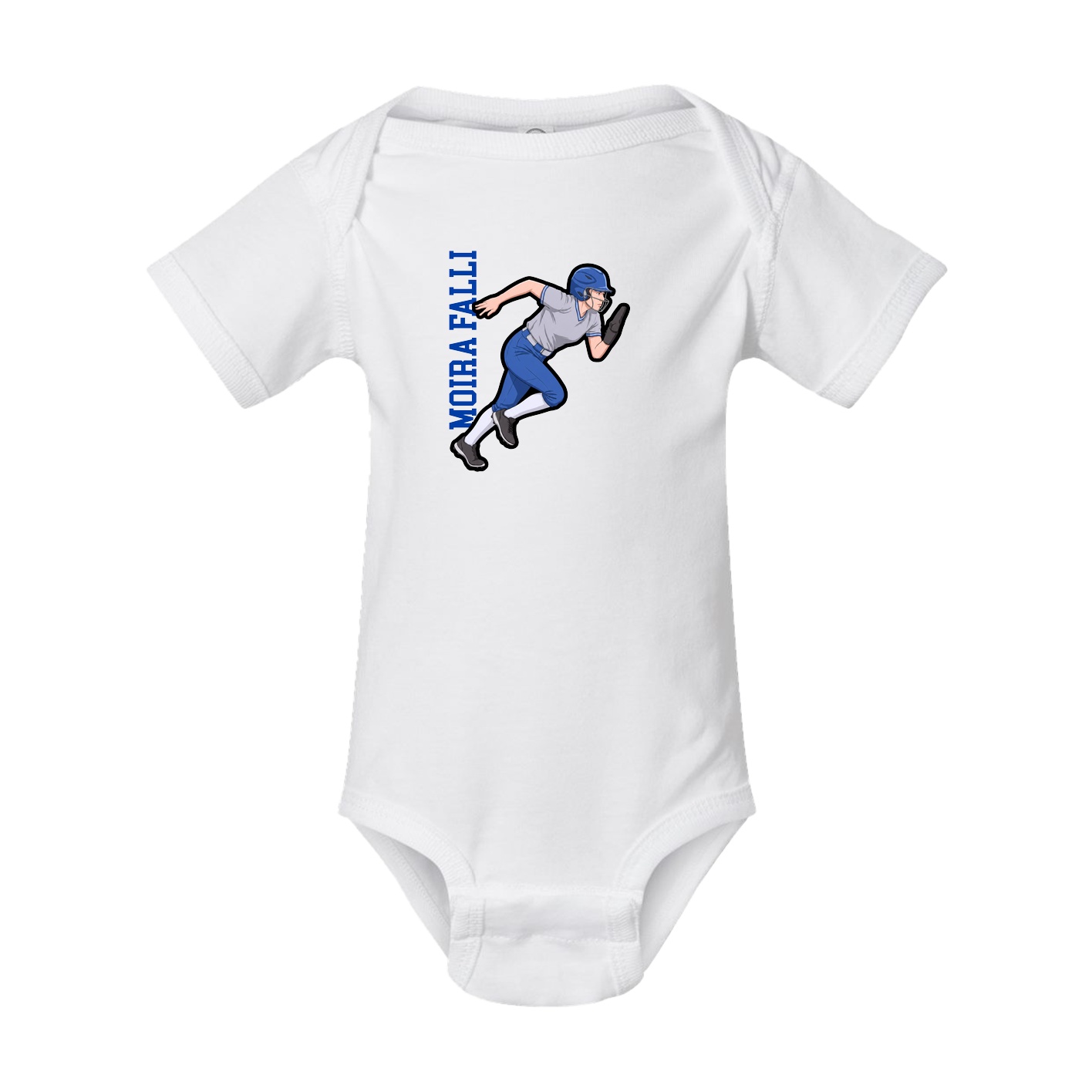 Baby Onesie — Name Vertical in White