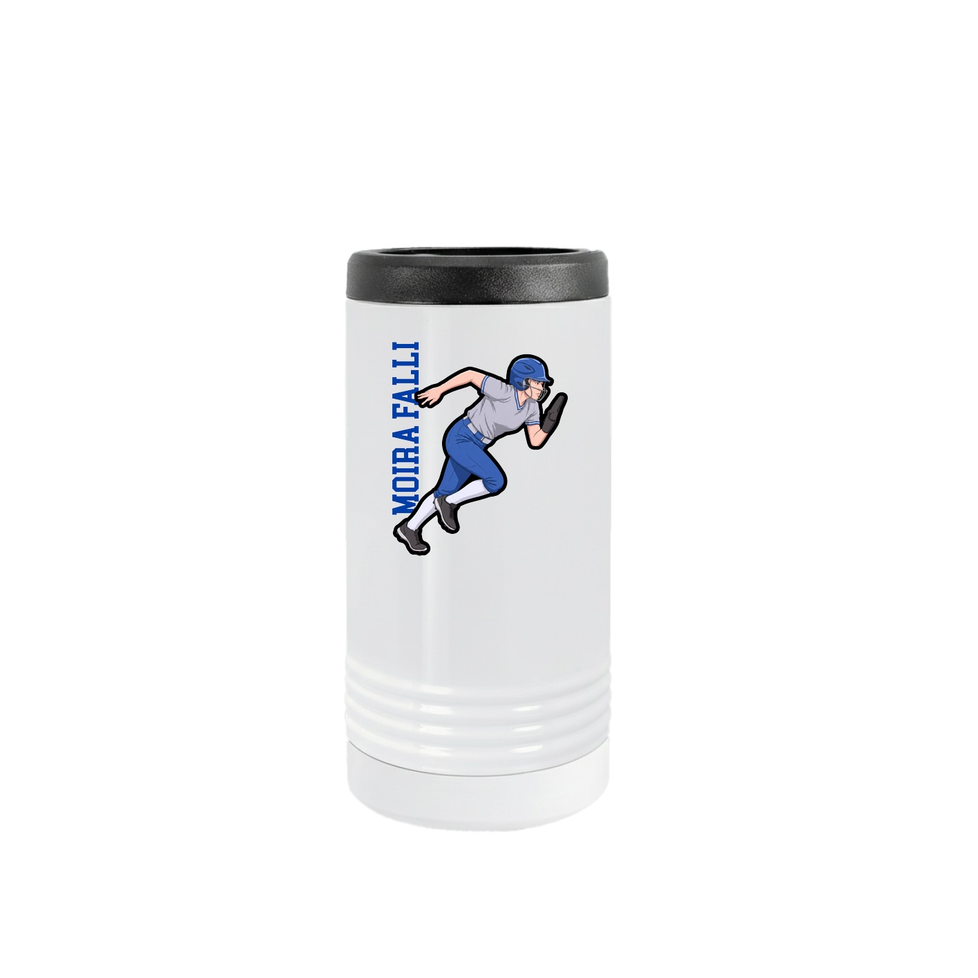 Slim Beverage Holder — Name Vertical in White