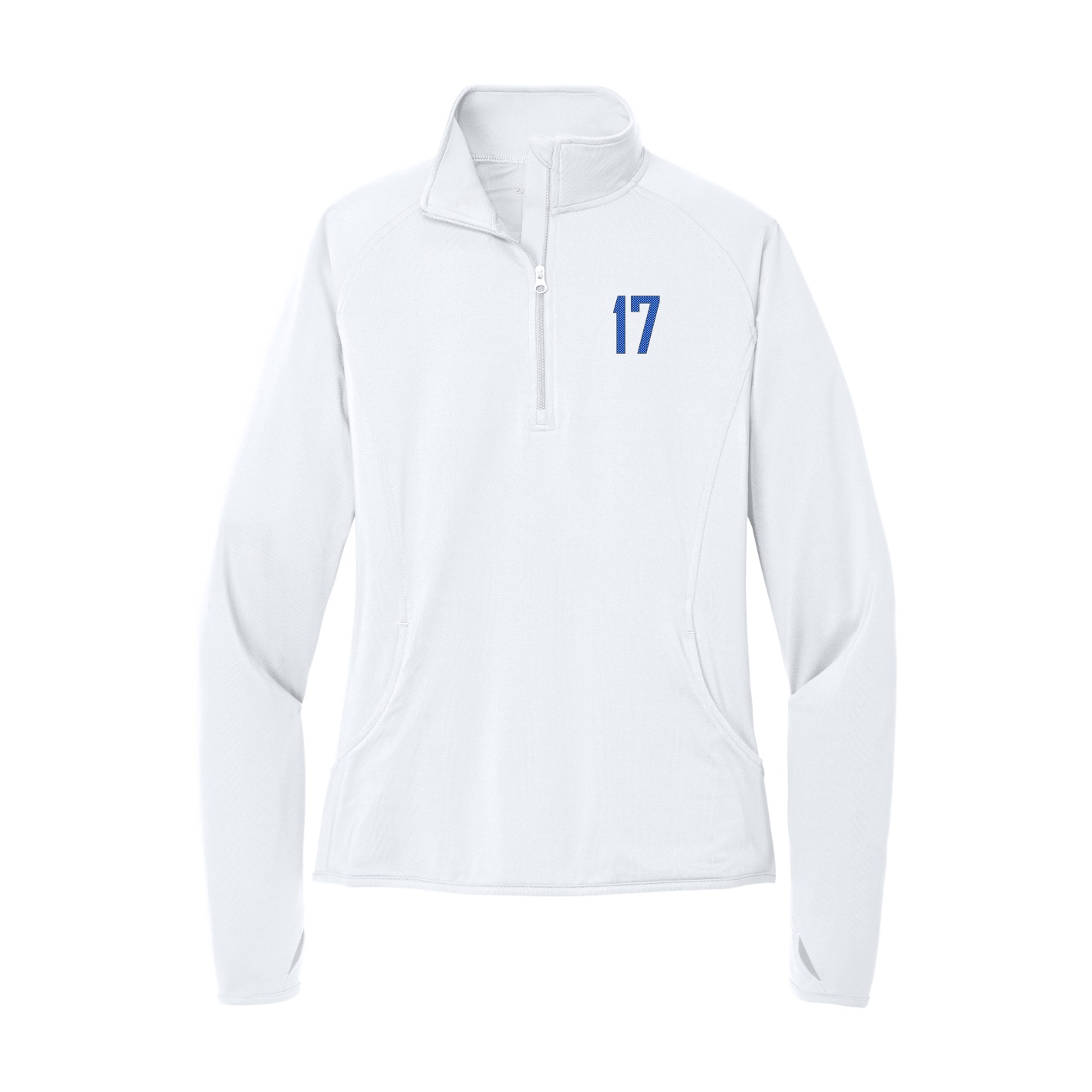 Women's Q-Zip Pullover — Front Shirsy in White