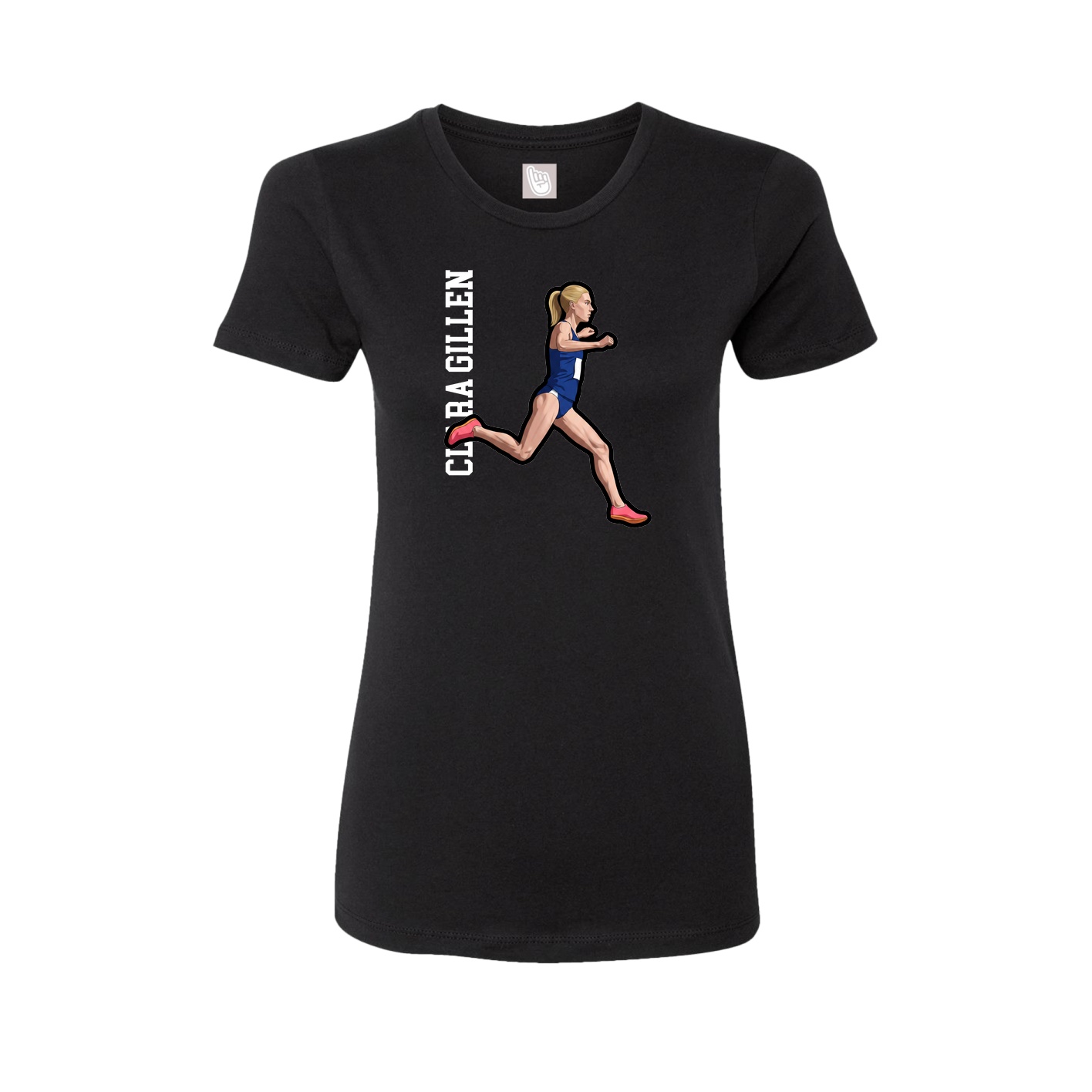 Fitted Women's Tee — Name Vertical in Black