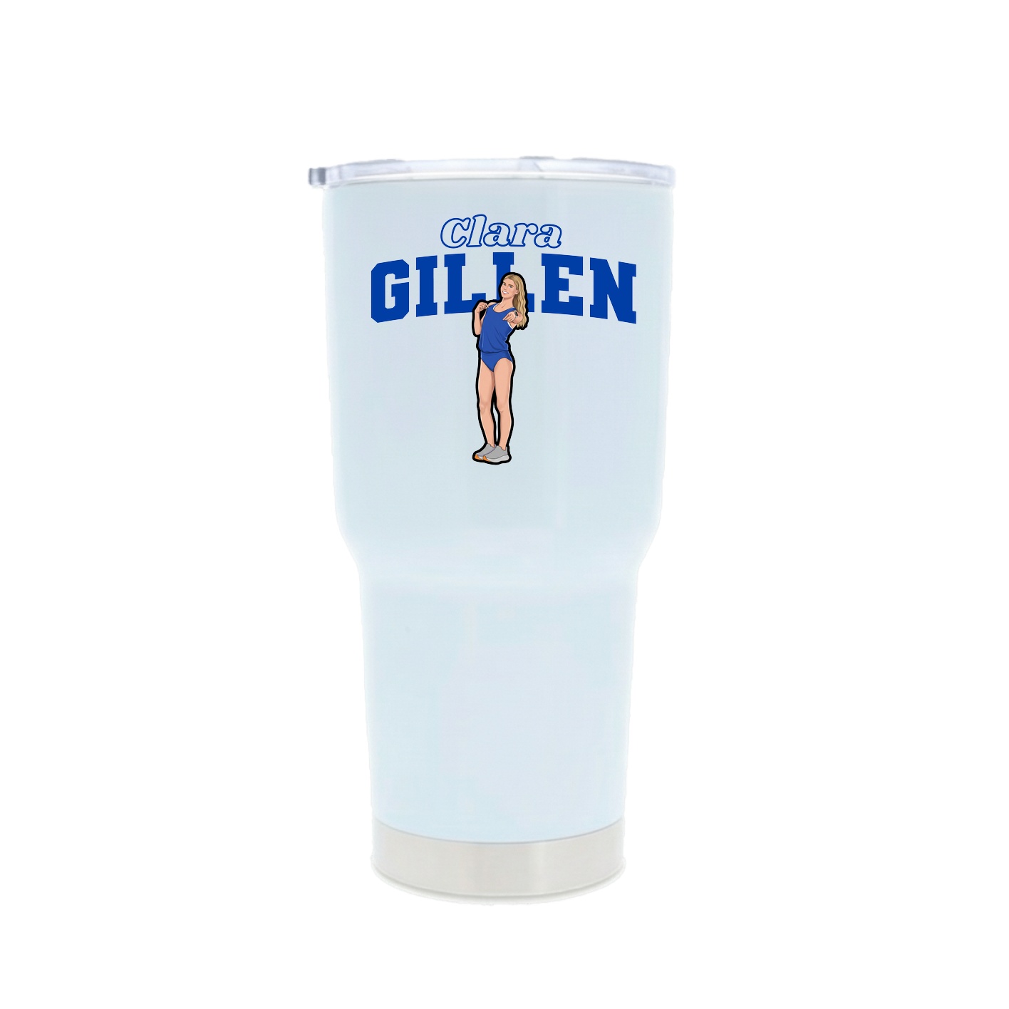 30oz Stainless Steel Tumbler — Name Arch in White