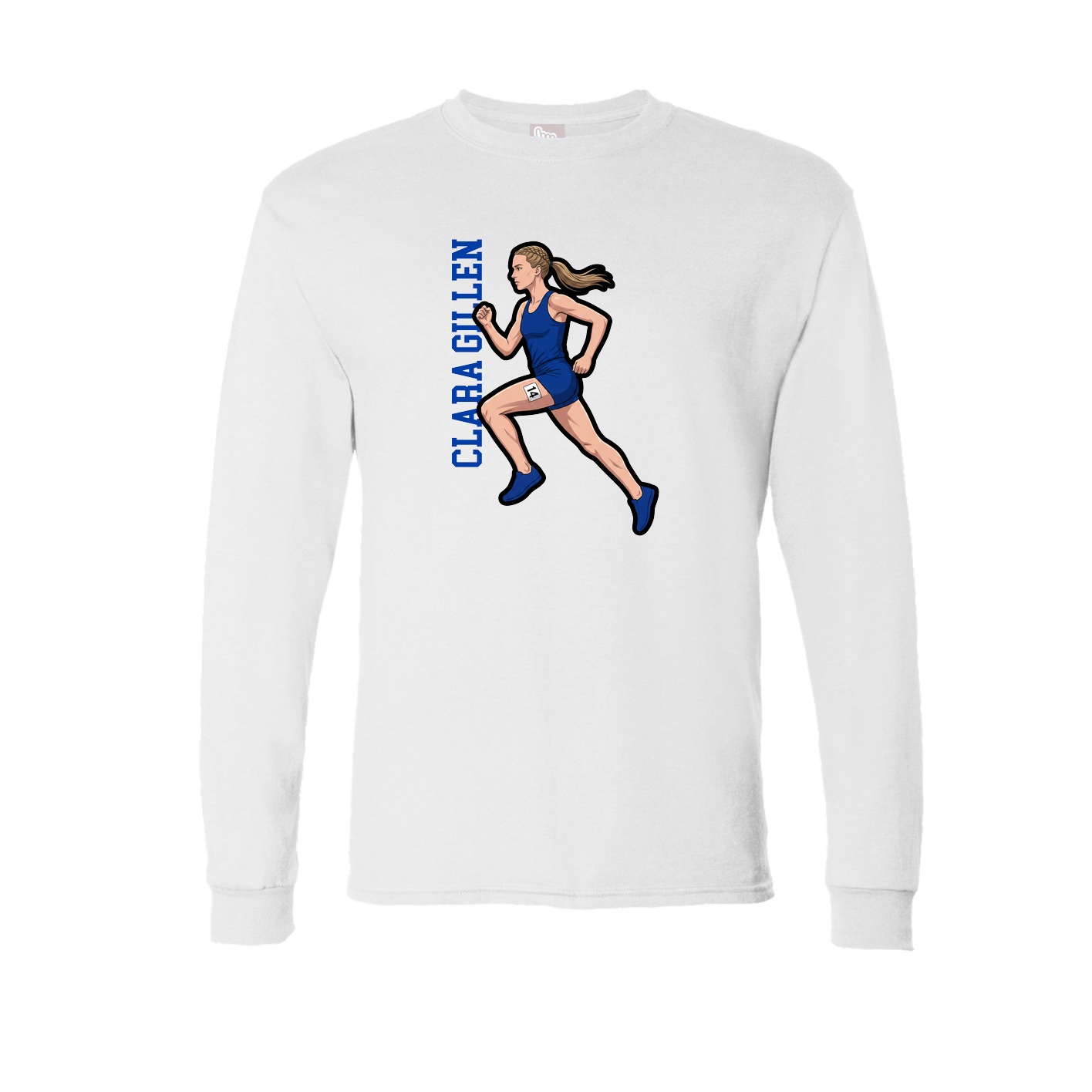 Long Sleeve Tee — Name Vertical in White