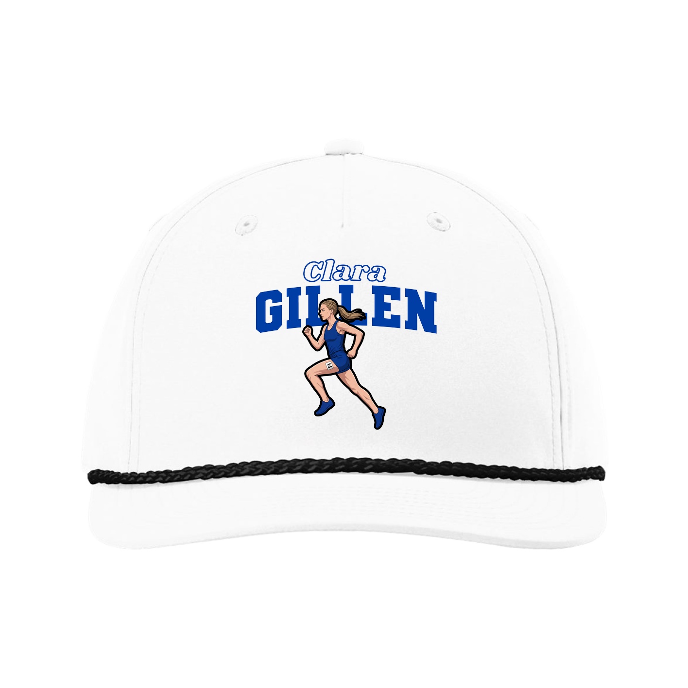 Five-Panel Classic Rope Cap — Name Arch in White